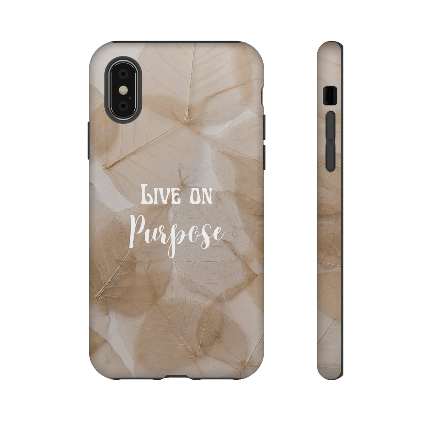 Beige Flowers Live Life On Purpose,, Samsung Galaxy, iPhone 15, 14, 13 pro max case, iPhone Tough Phone Case, Popular Phone Cover, Everyday Phone Cases, Tough Case