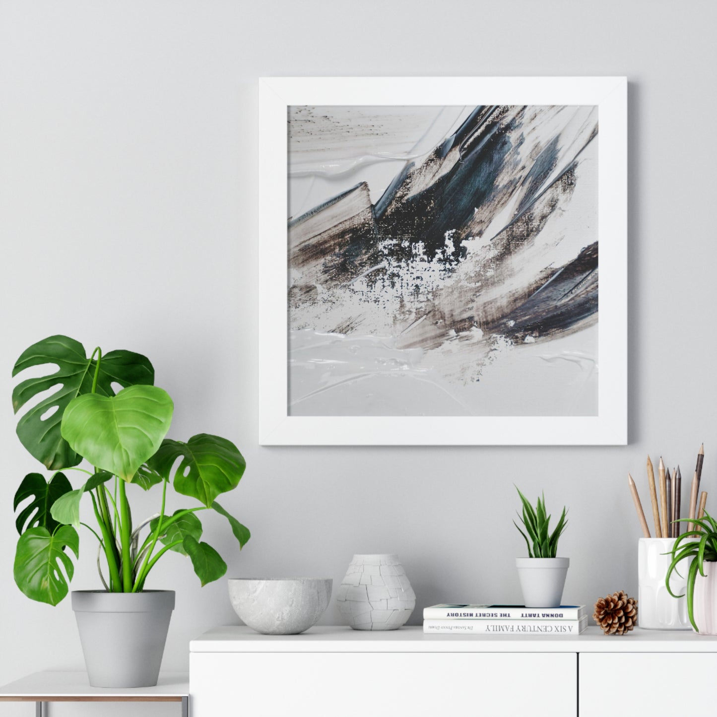 Artic blue, brown & white Abstract Art Framed Vertical Poster