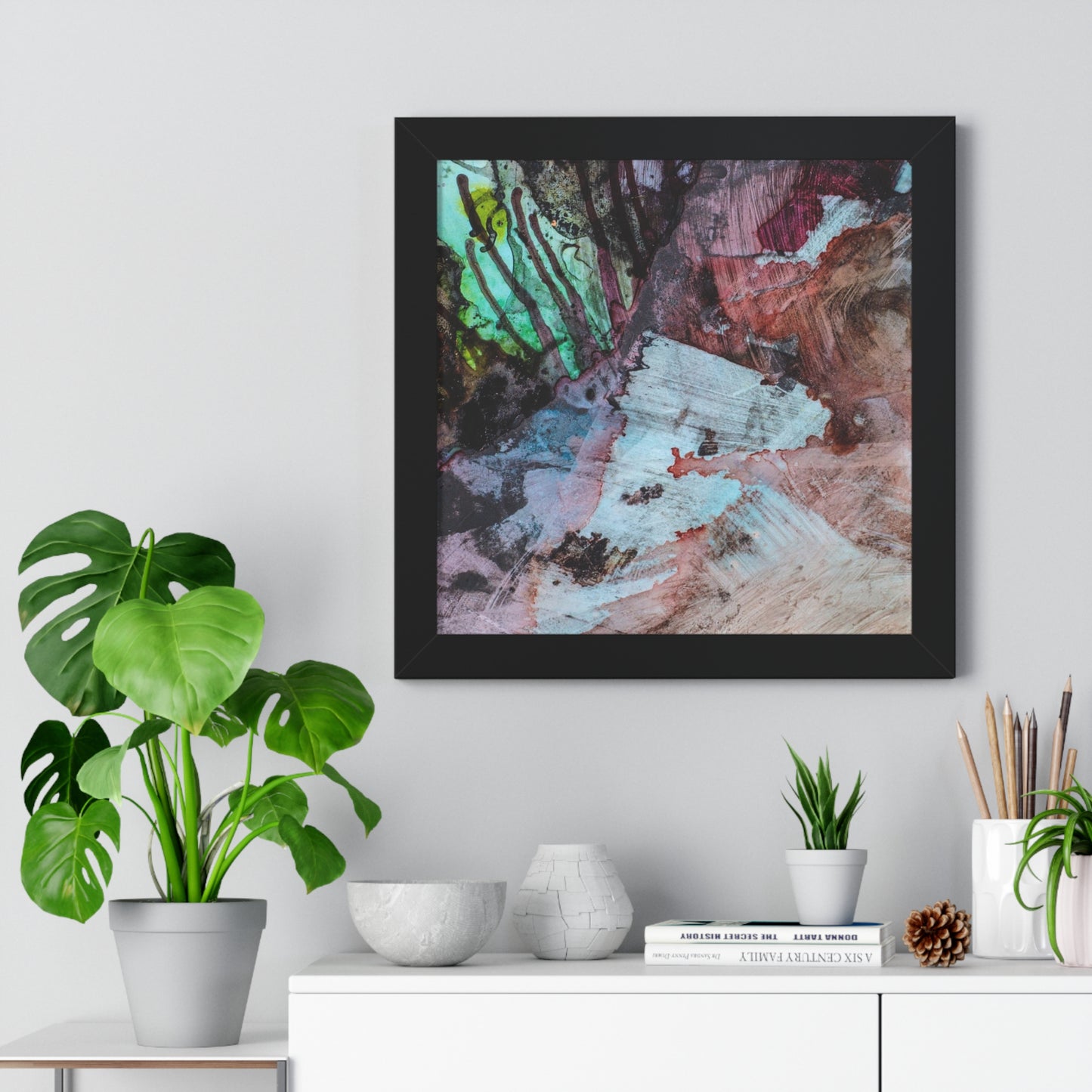 Underwater Seascape Abstract Multi-Colored Art Framed Vertical Poster