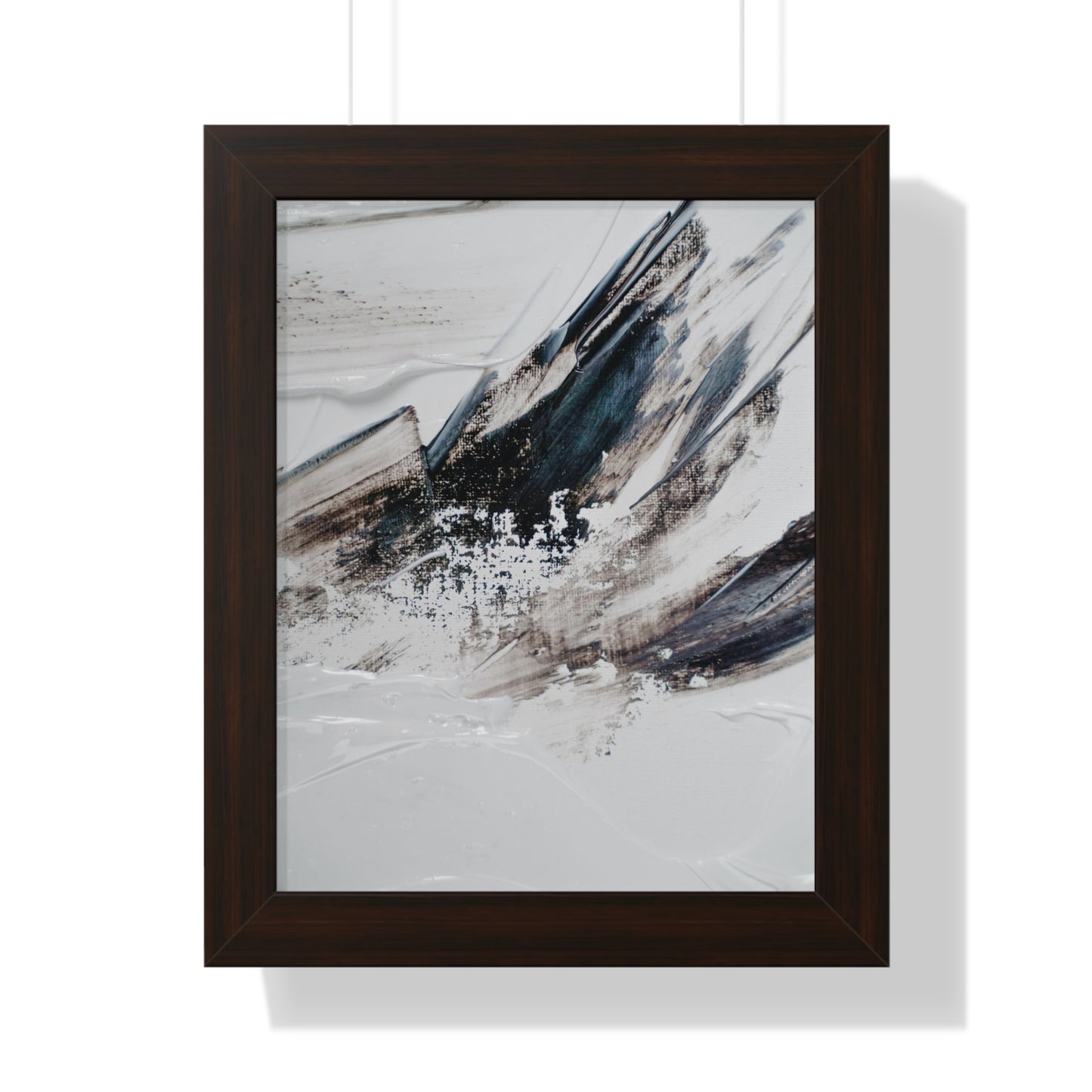 Artic blue, brown & white Abstract Art Framed Vertical Poster