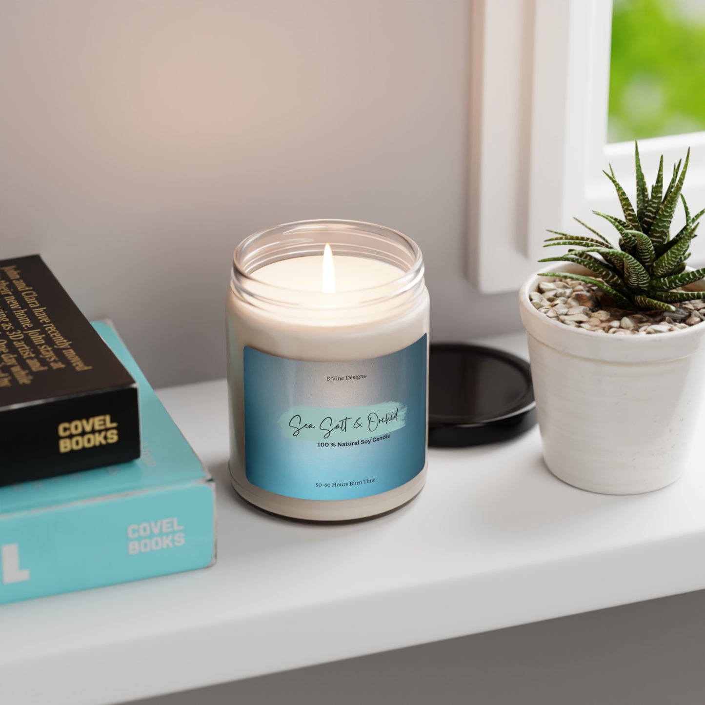 Sea Salt Orchid Scented Soy Candle, 9oz Relaxation Candle for Her | Gift Candle | Modern Candle | Self-care 100% Soy Wax Candles
