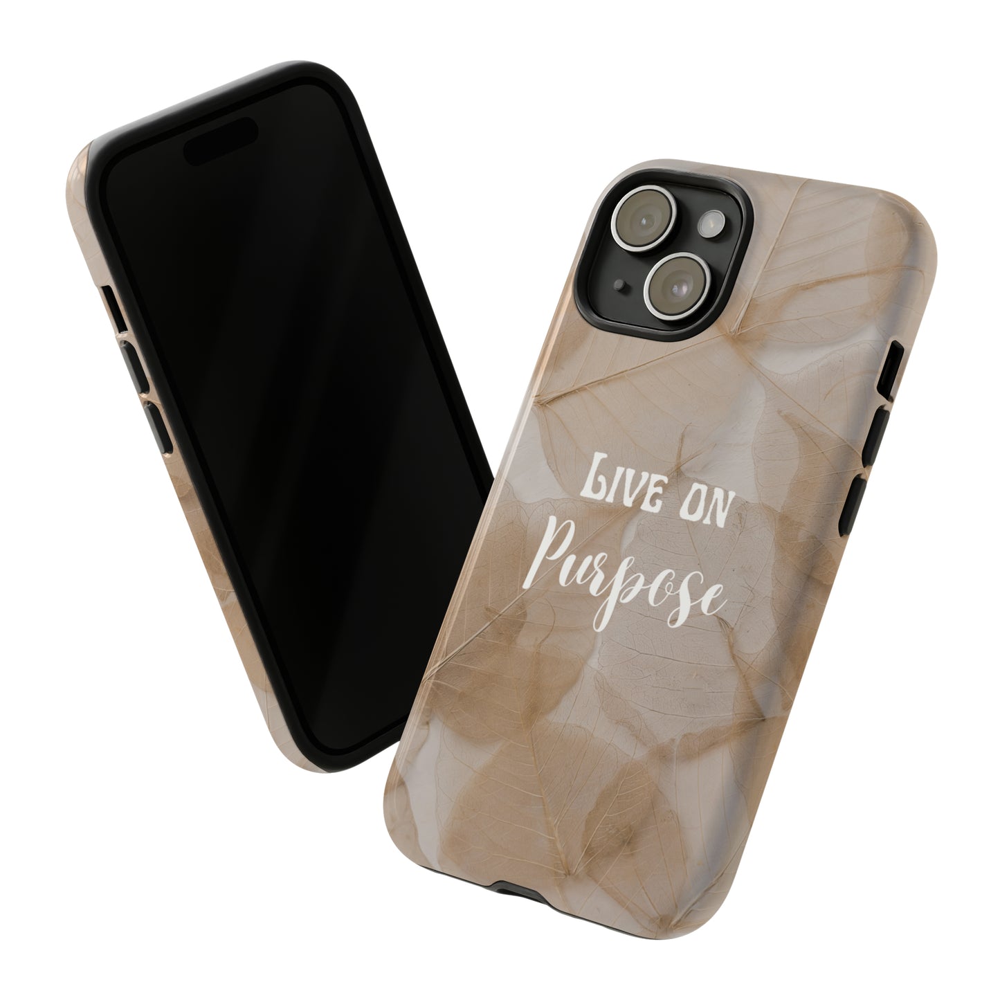 Beige Flowers Live Life On Purpose,, Samsung Galaxy, iPhone 15, 14, 13 pro max case, iPhone Tough Phone Case, Popular Phone Cover, Everyday Phone Cases, Tough Case