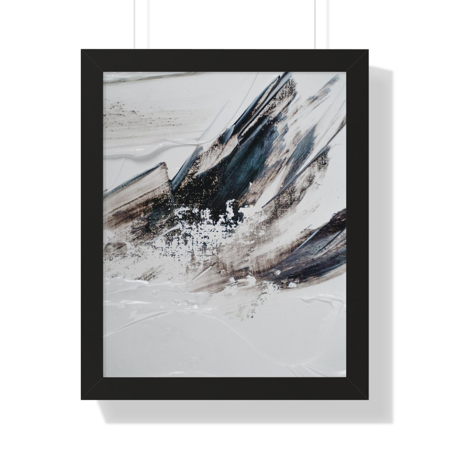 Artic blue, brown & white Abstract Art Framed Vertical Poster