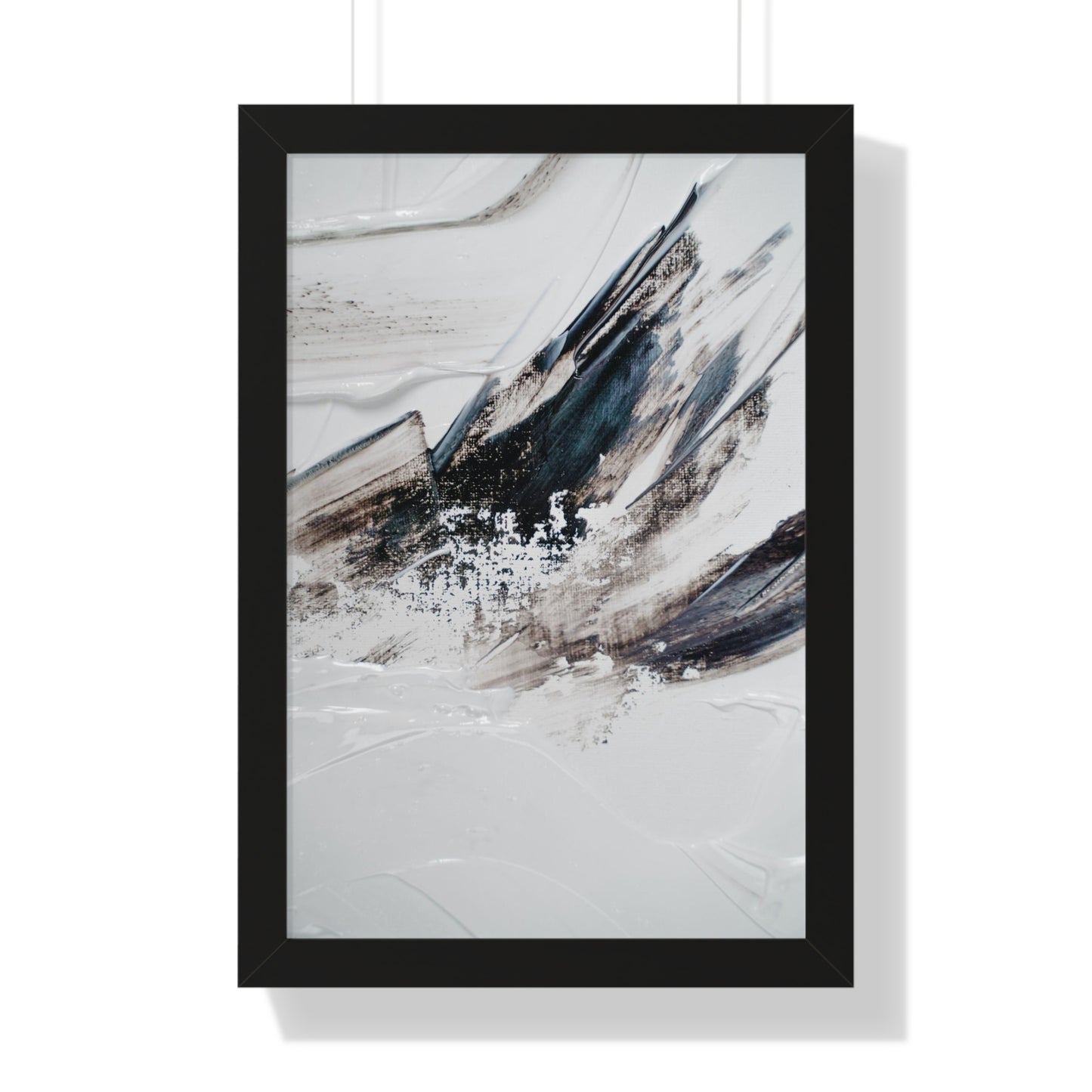 Artic blue, brown & white Abstract Art Framed Vertical Poster