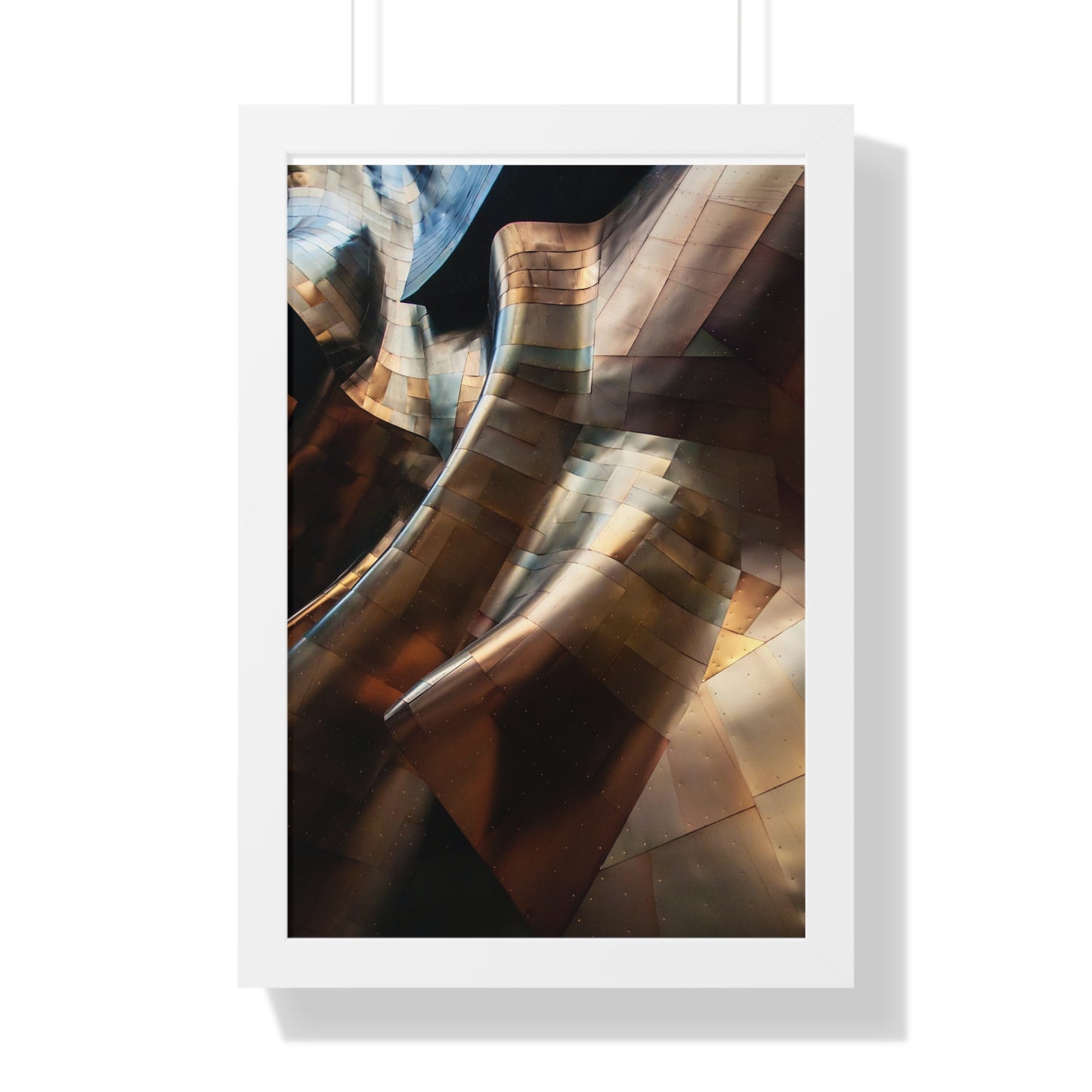 Modern Brown & Gold Multi Colored Abstract Art Framed Vertical Poster