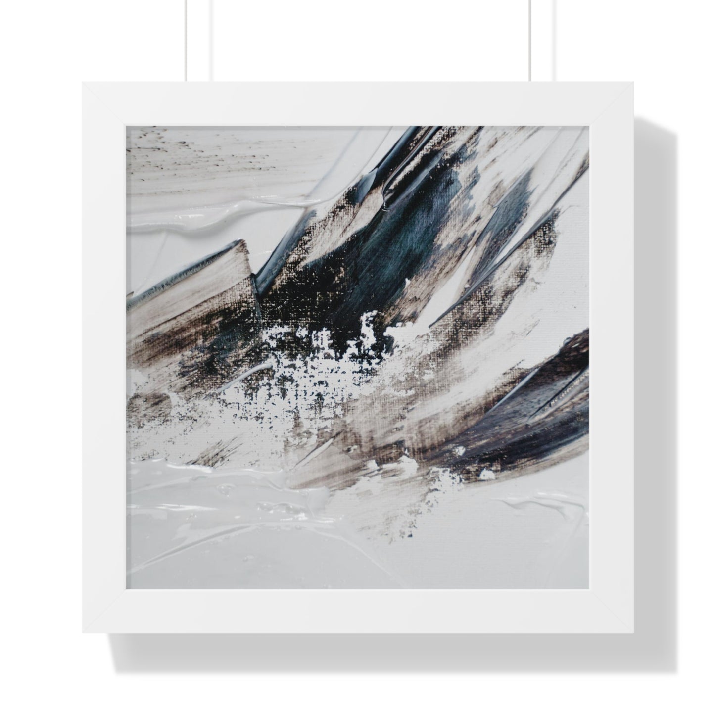 Artic blue, brown & white Abstract Art Framed Vertical Poster