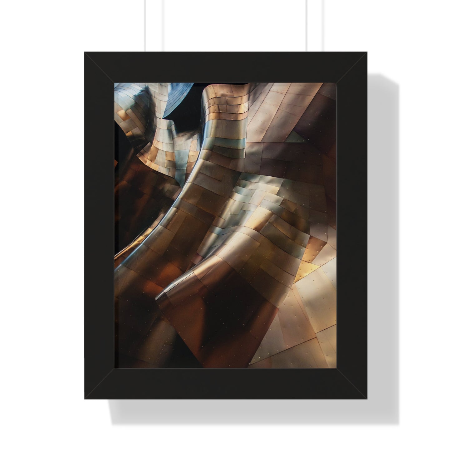 Modern Brown & Gold Multi Colored Abstract Art Framed Vertical Poster