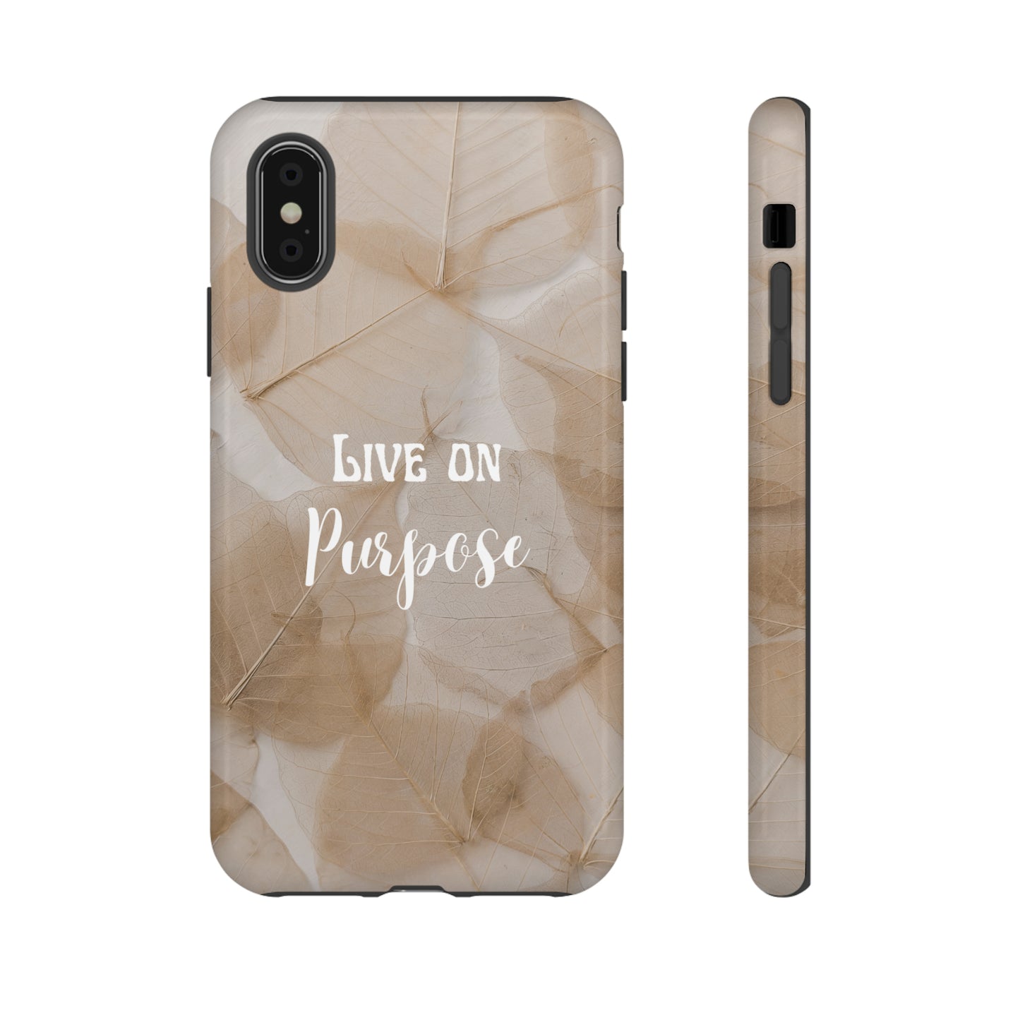 Beige Flowers Live Life On Purpose,, Samsung Galaxy, iPhone 15, 14, 13 pro max case, iPhone Tough Phone Case, Popular Phone Cover, Everyday Phone Cases, Tough Case