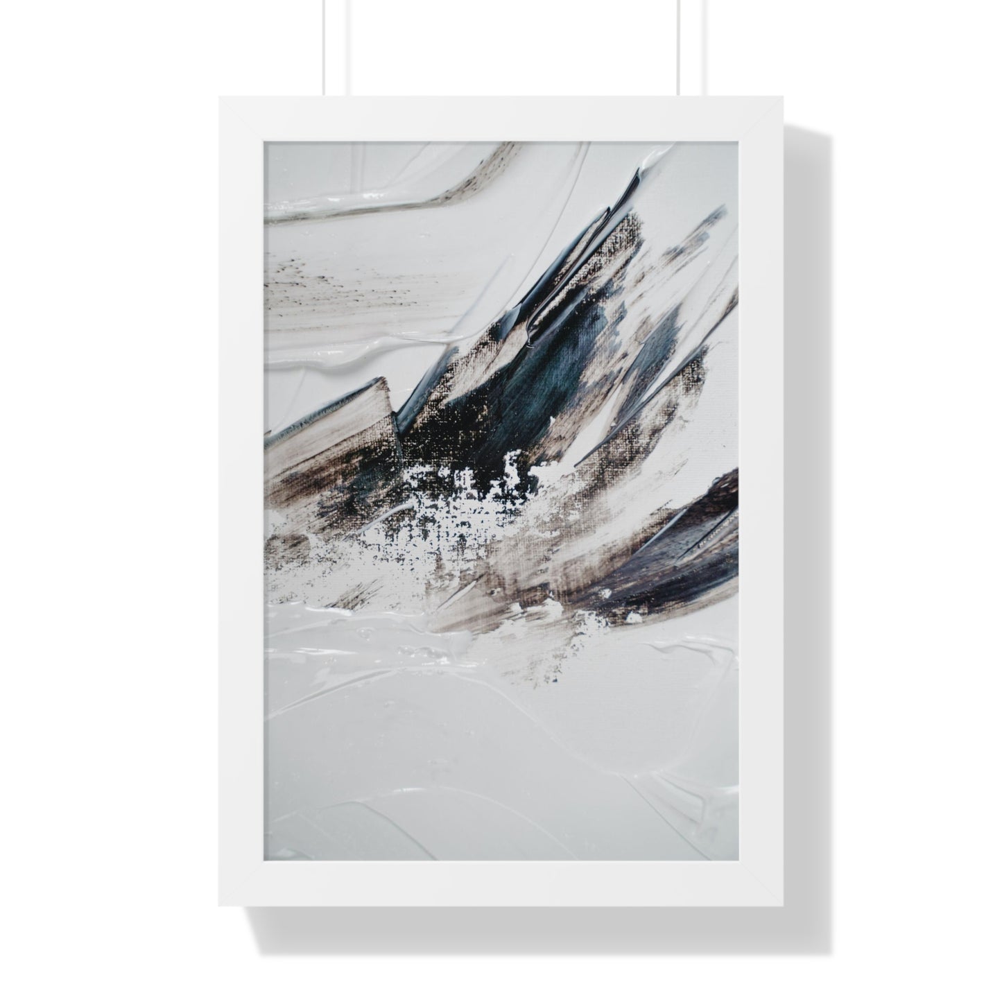 Artic blue, brown & white Abstract Art Framed Vertical Poster