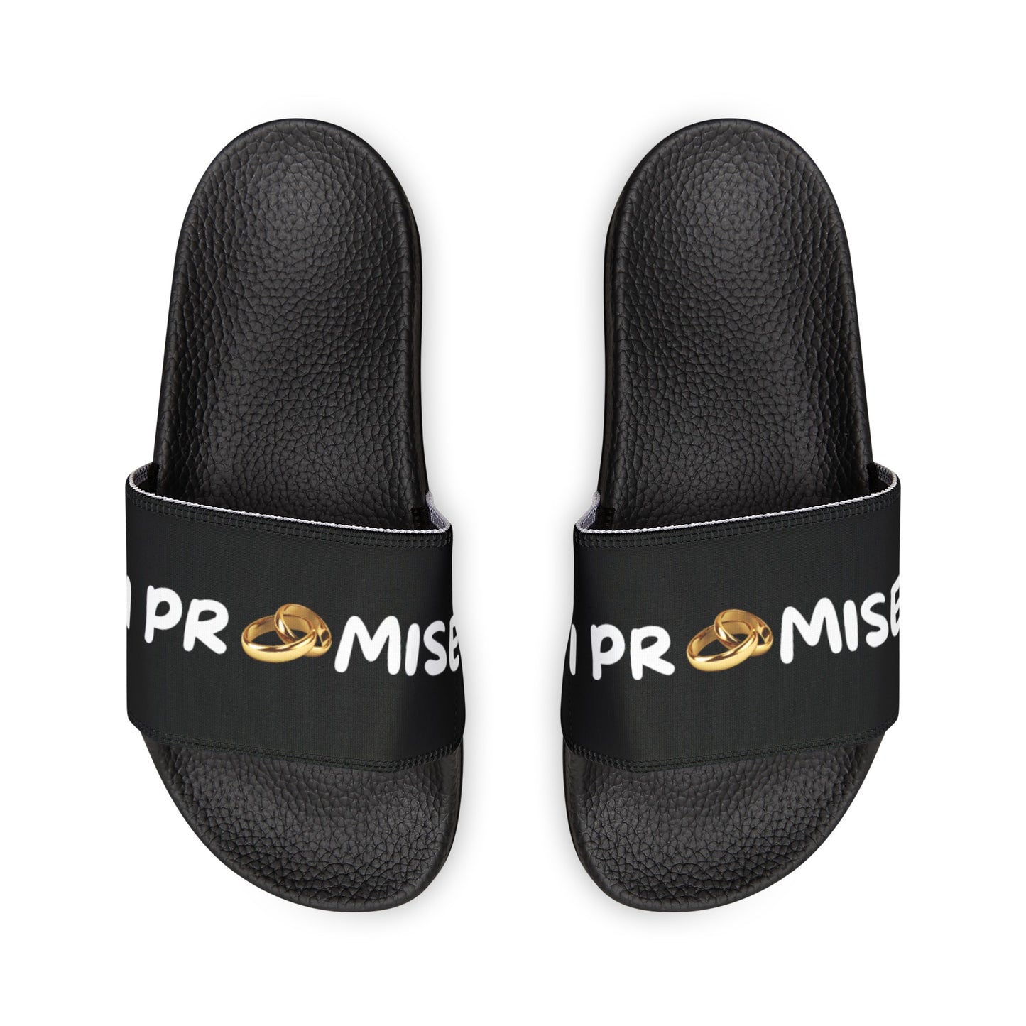 I Promise Marriage Vow, PU Slide Sandals, Lion of Judah Black, Mens Slides, Gift, Beach Inspiration