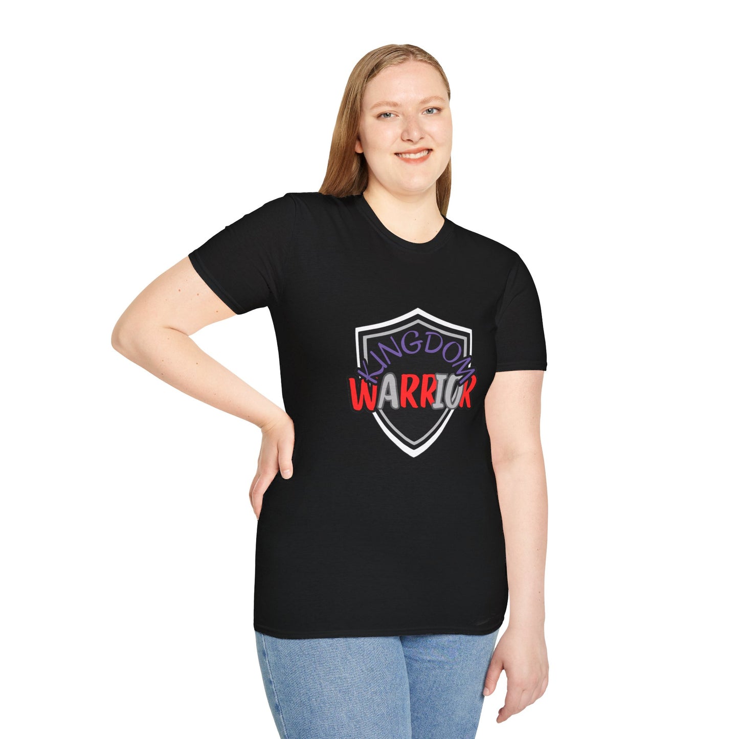 Kingdom Warrior Black Unisex Softstyle T-Shirt, Bible, Church, Inspirational, Commitment,