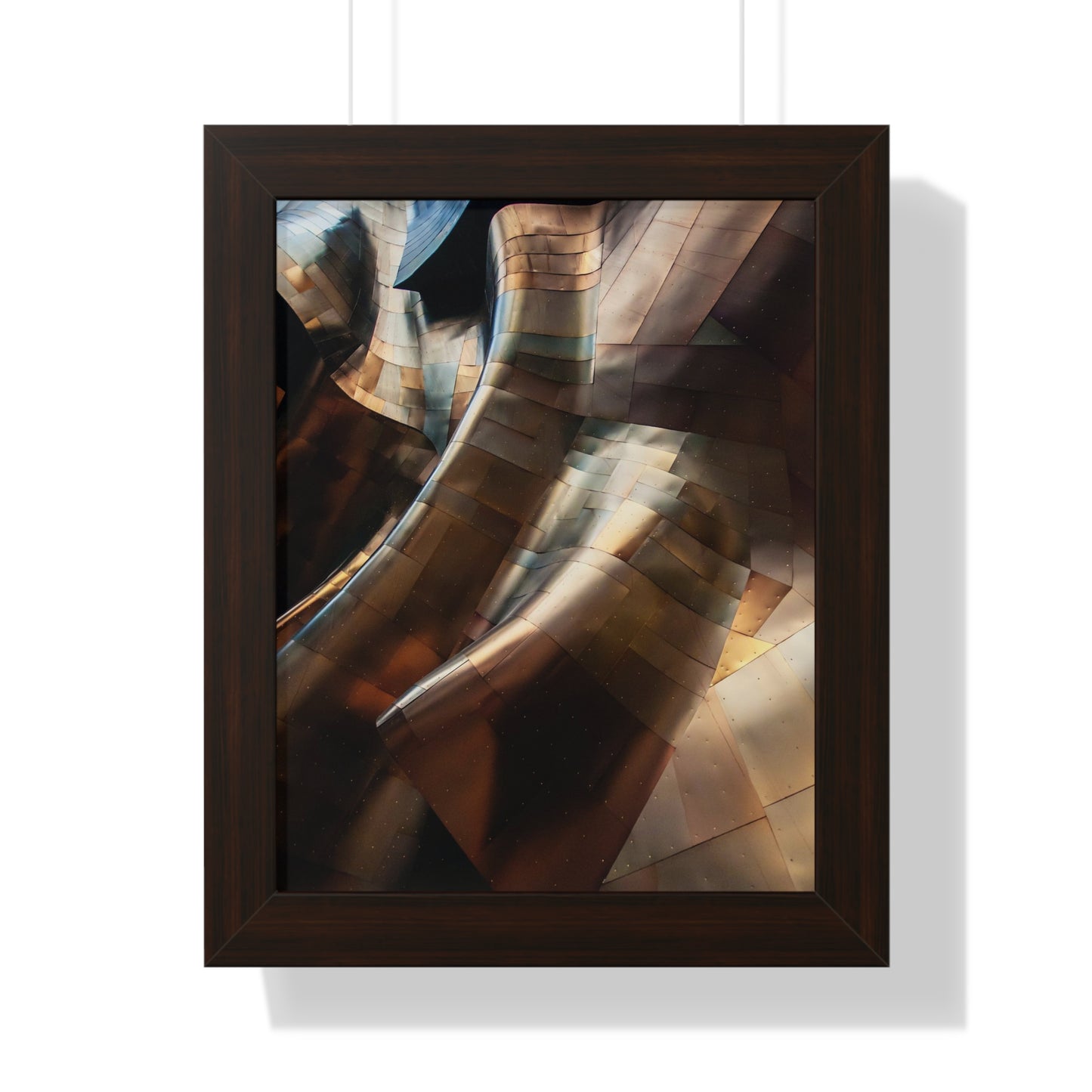 Modern Brown & Gold Multi Colored Abstract Art Framed Vertical Poster