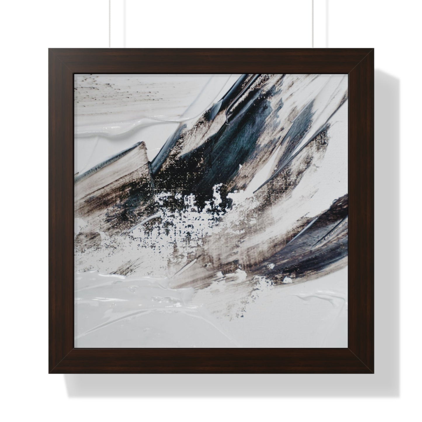 Artic blue, brown & white Abstract Art Framed Vertical Poster