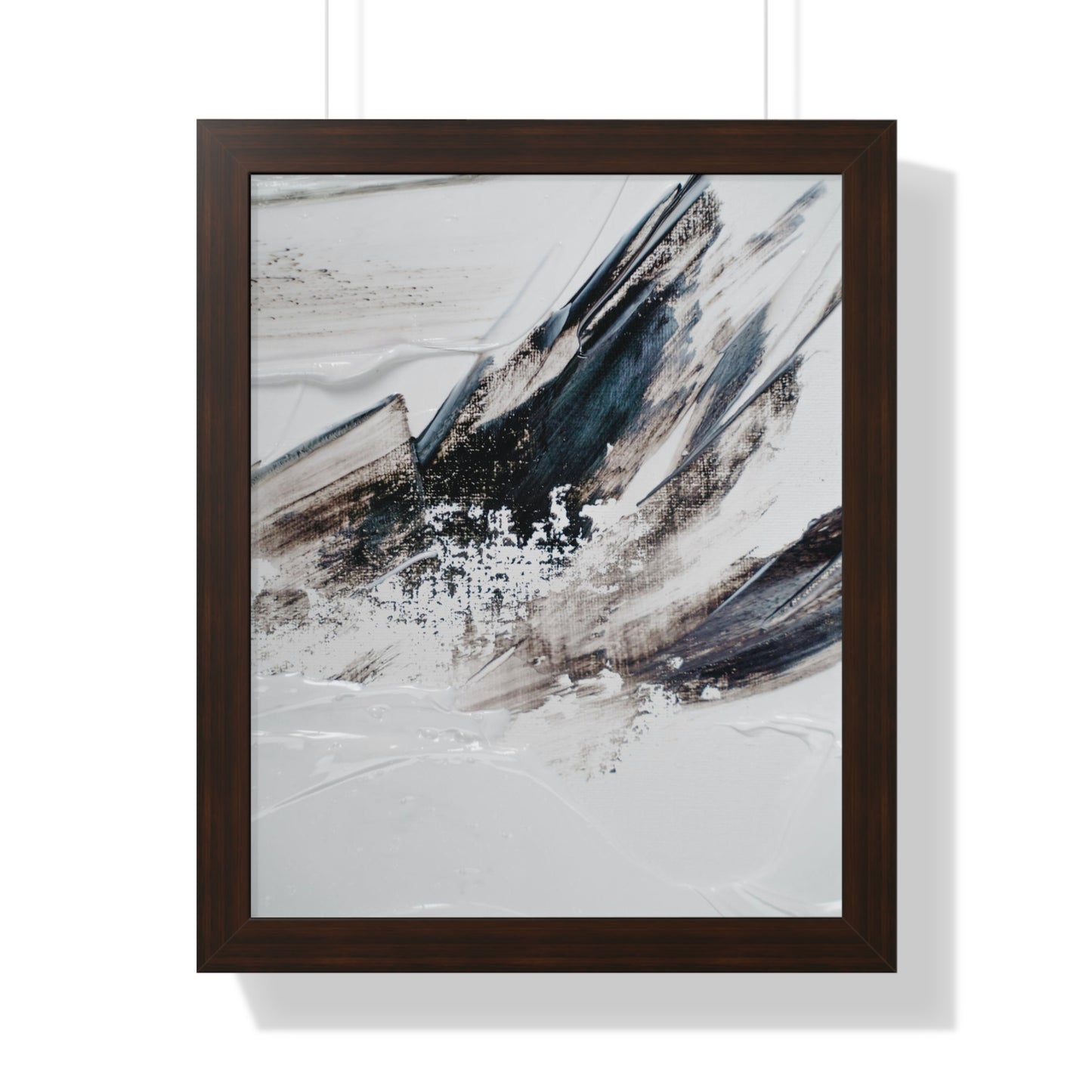Artic blue, brown & white Abstract Art Framed Vertical Poster