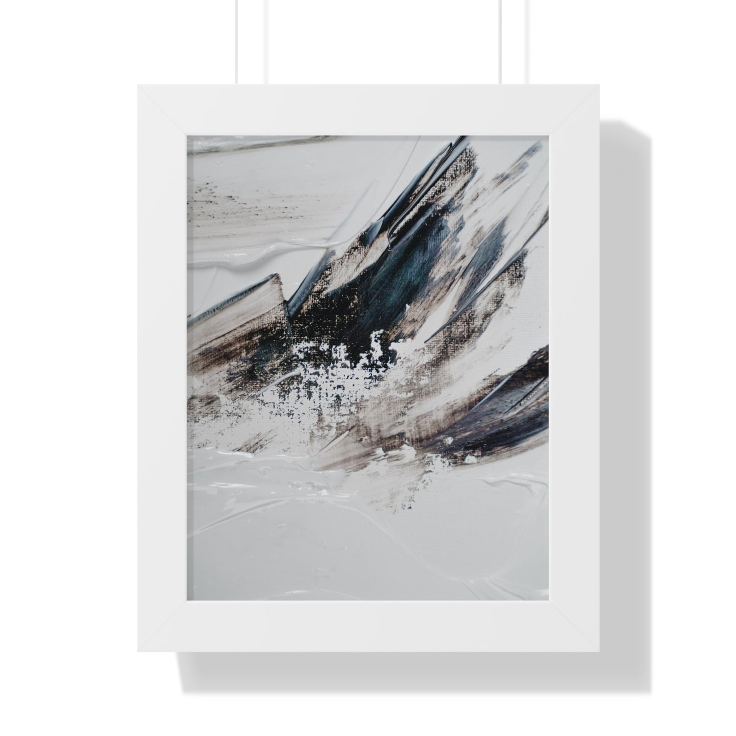 Artic blue, brown & white Abstract Art Framed Vertical Poster