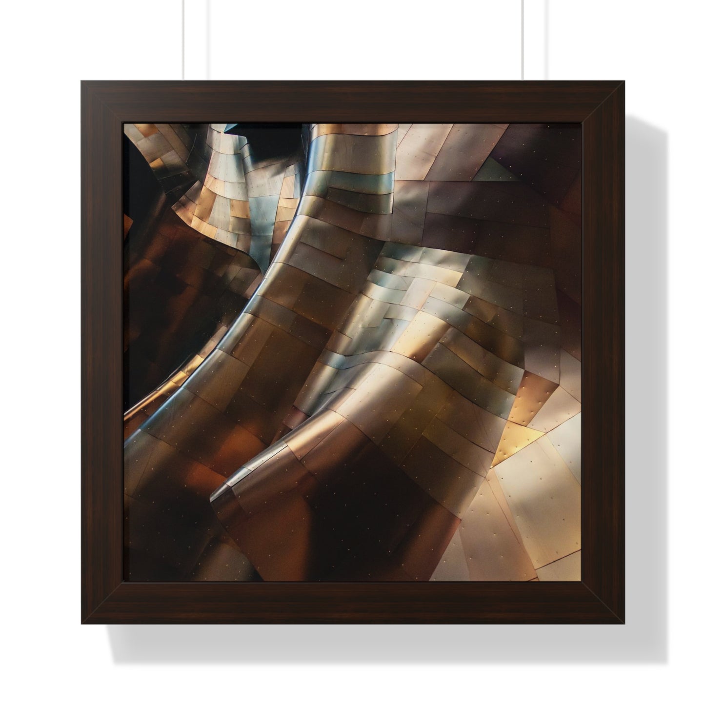Modern Brown & Gold Multi Colored Abstract Art Framed Vertical Poster