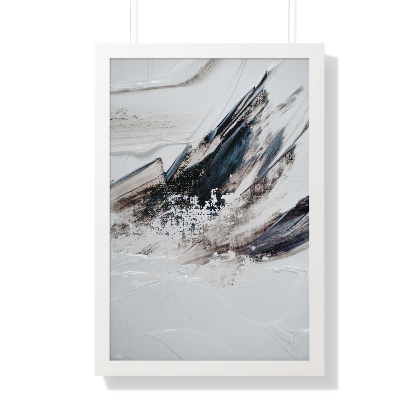 Artic blue, brown & white Abstract Art Framed Vertical Poster