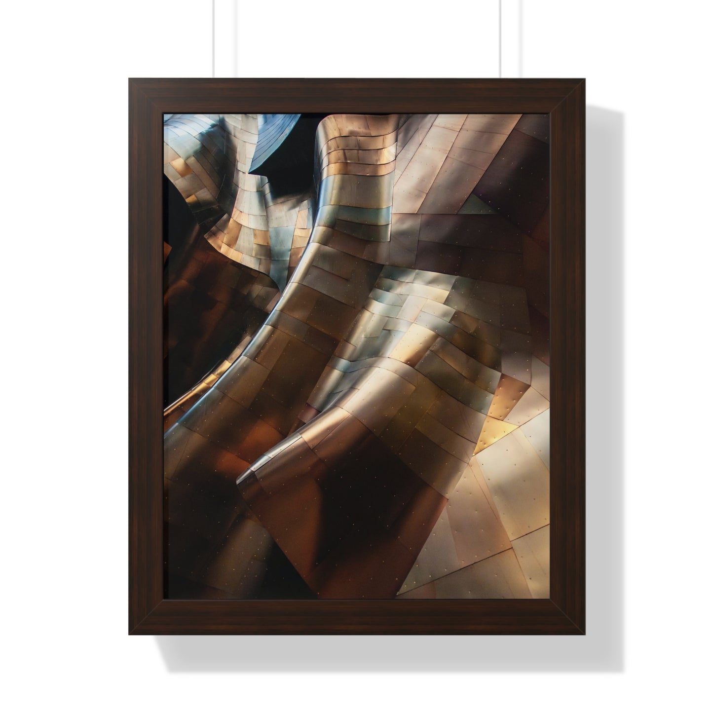 Modern Brown & Gold Multi Colored Abstract Art Framed Vertical Poster