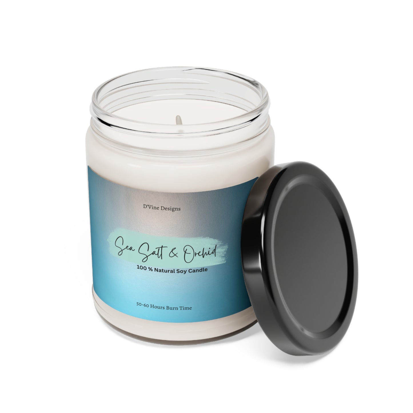 Sea Salt Orchid Scented Soy Candle, 9oz Relaxation Candle for Her | Gift Candle | Modern Candle | Self-care 100% Soy Wax Candles