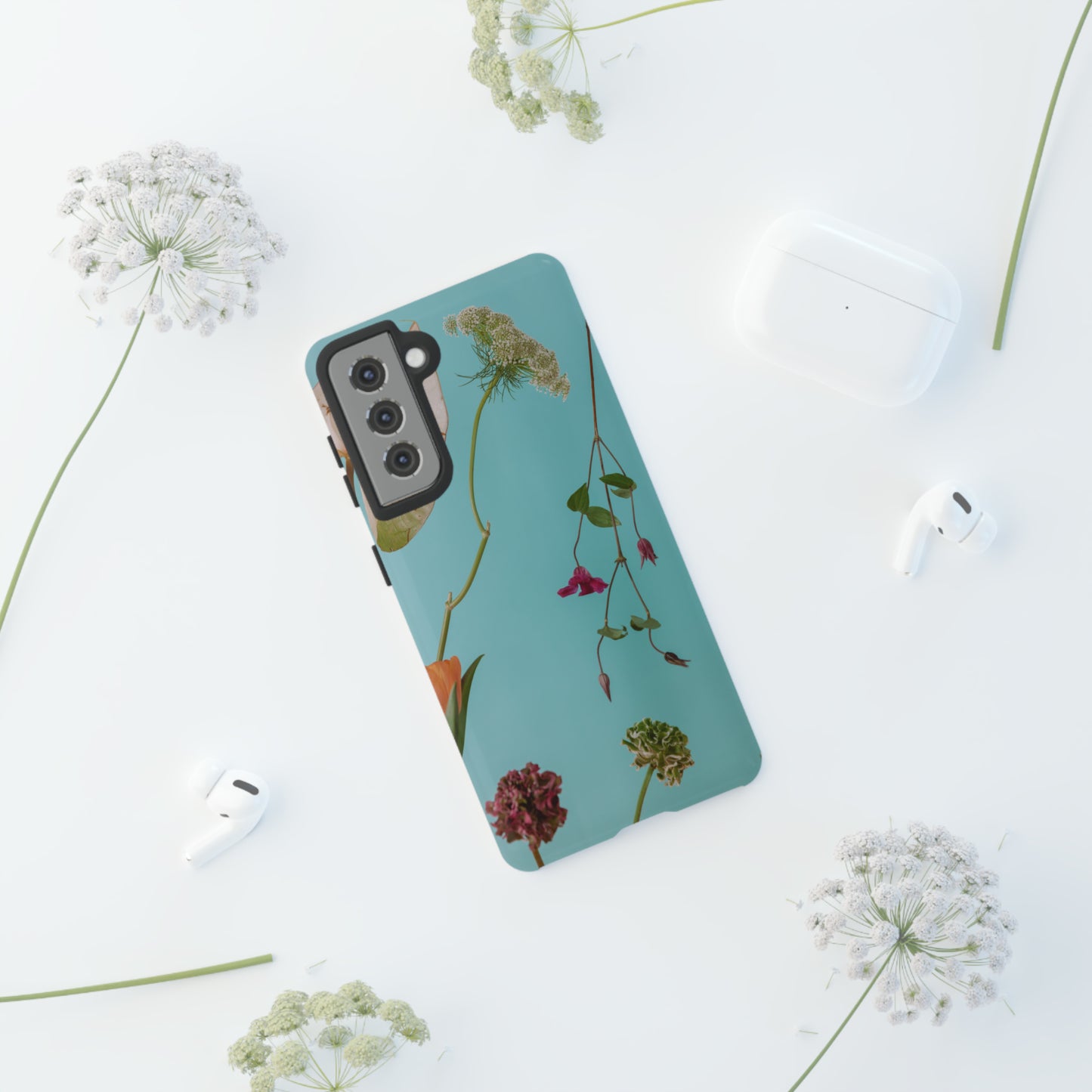 Serene Flowers, Samsung Galaxy, iPhone 15, 14, 13 pro max case, iPhone Tough Phone Case, Popular Phone Cover, Everyday Phone Cases, Tough Case
