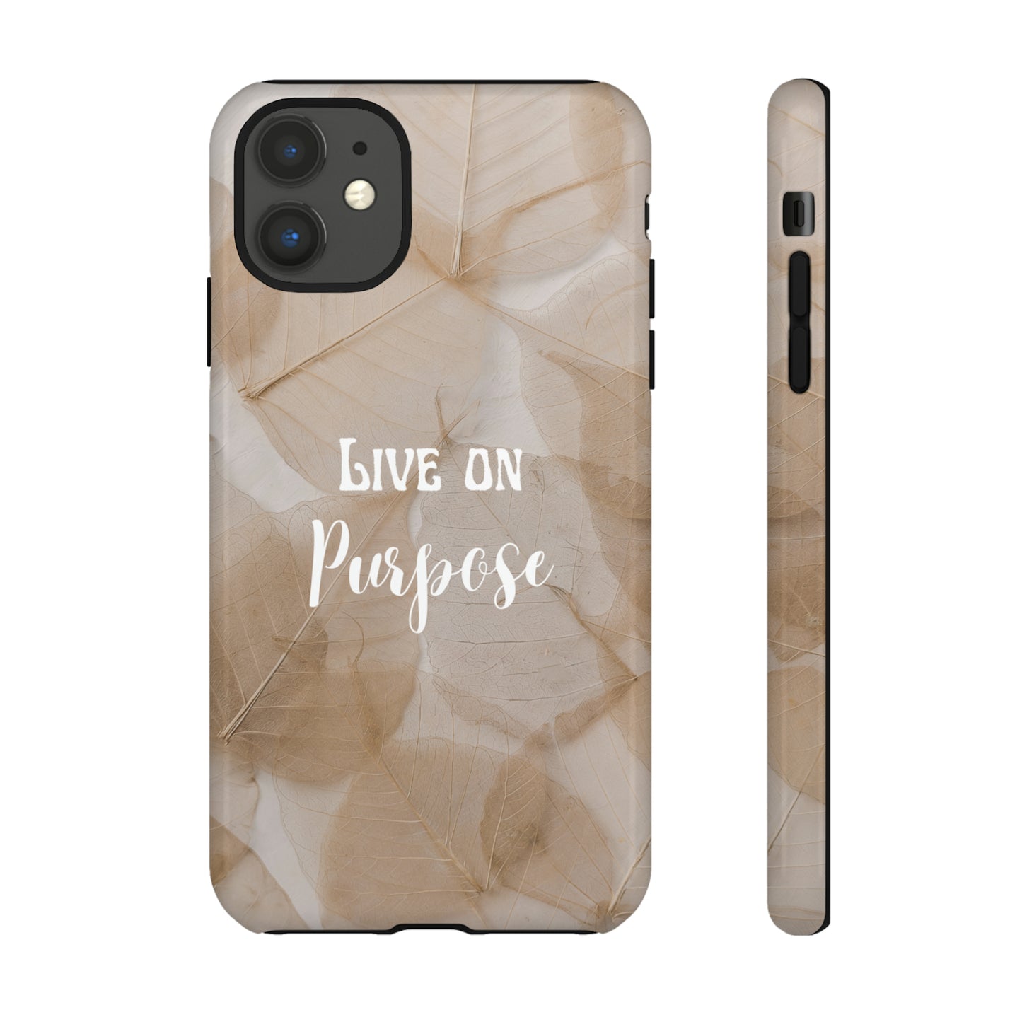 Beige Flowers Live Life On Purpose,, Samsung Galaxy, iPhone 15, 14, 13 pro max case, iPhone Tough Phone Case, Popular Phone Cover, Everyday Phone Cases, Tough Case
