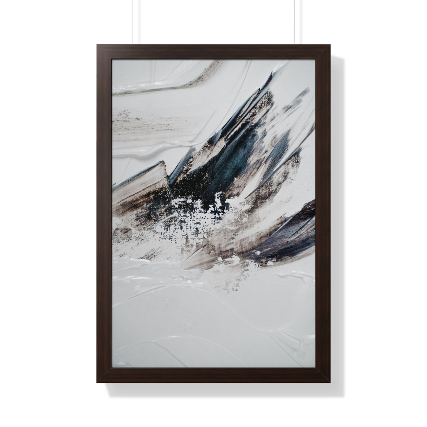 Artic blue, brown & white Abstract Art Framed Vertical Poster