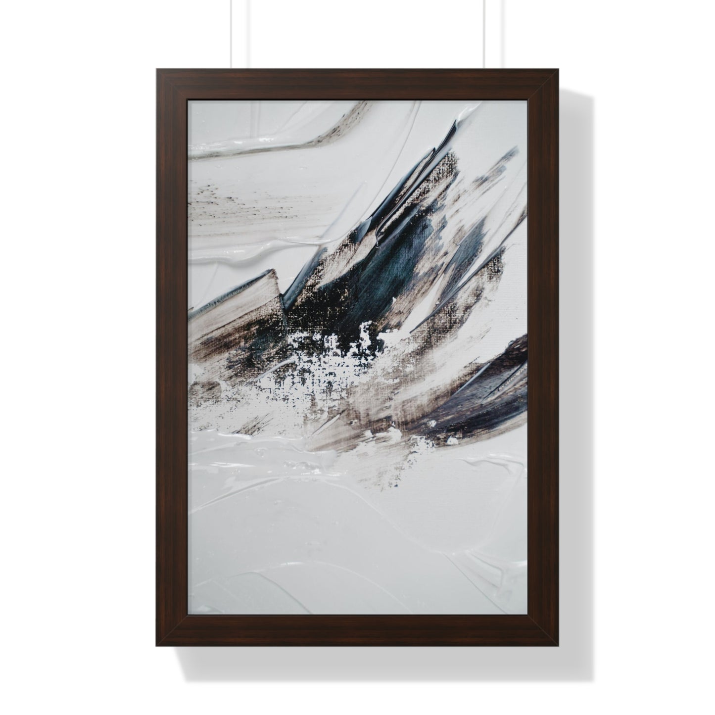 Artic blue, brown & white Abstract Art Framed Vertical Poster