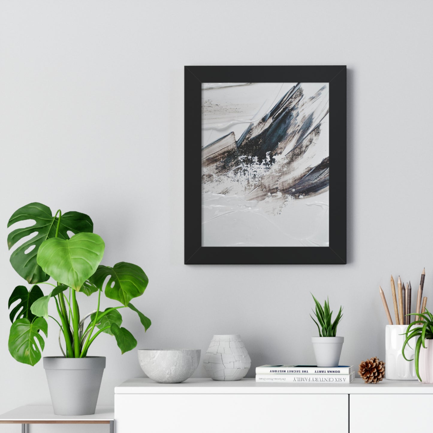 Artic blue, brown & white Abstract Art Framed Vertical Poster