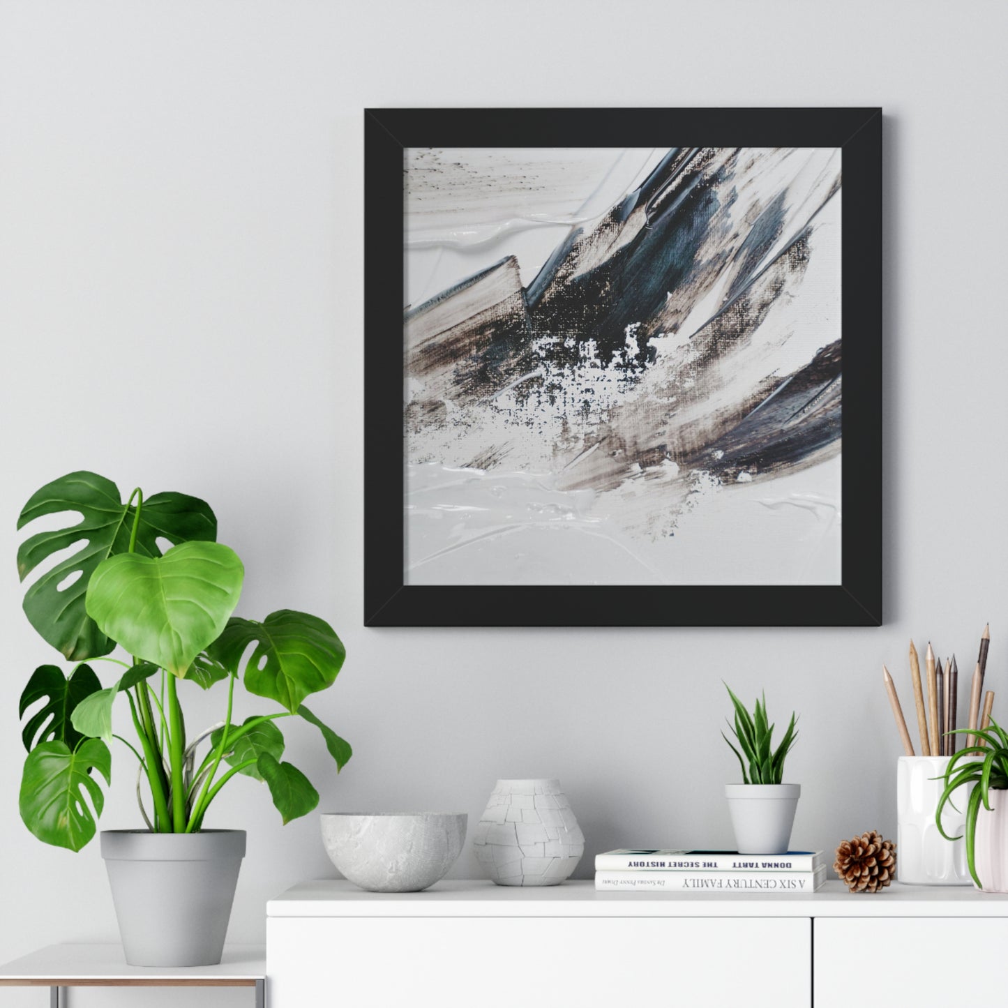 Artic blue, brown & white Abstract Art Framed Vertical Poster