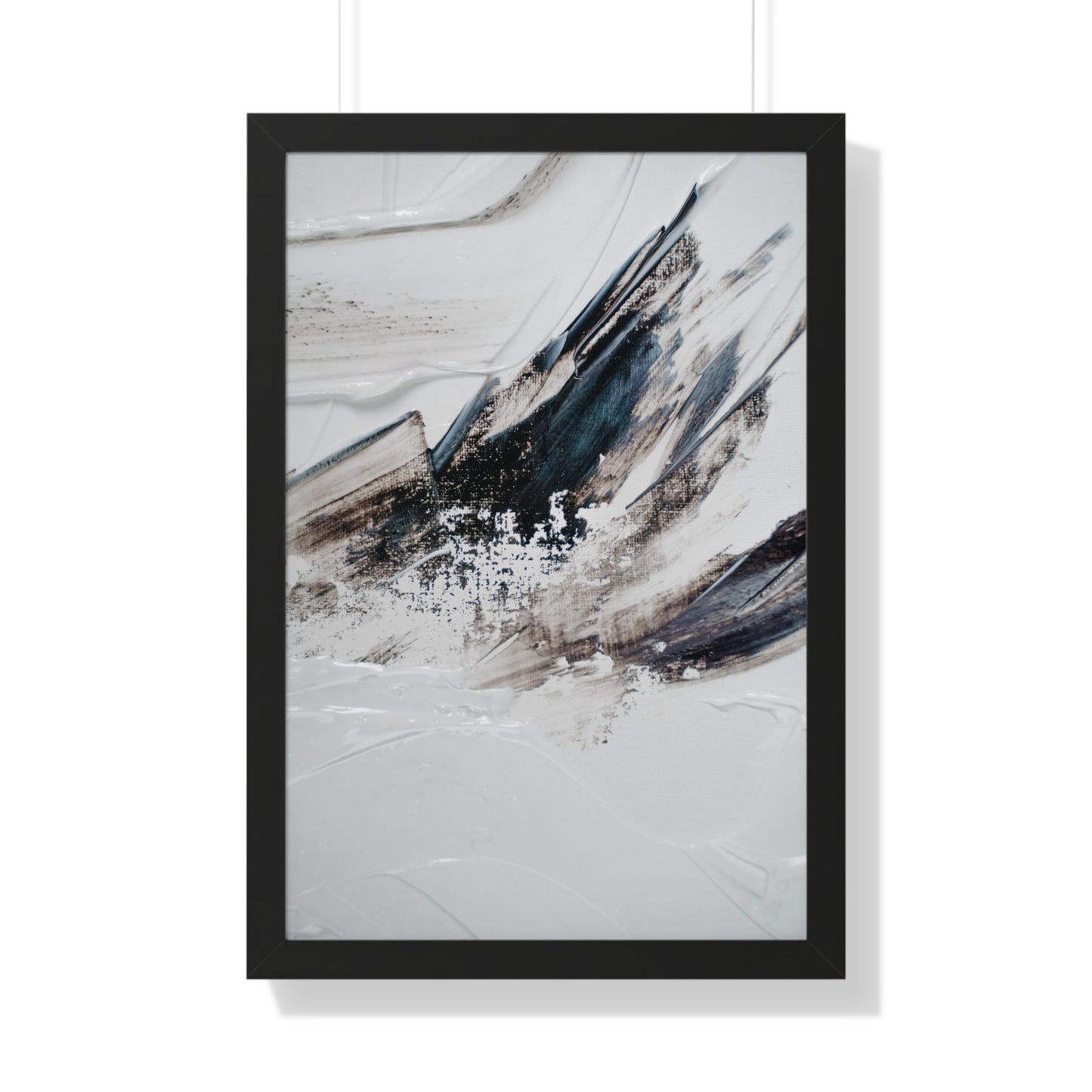 Artic blue, brown & white Abstract Art Framed Vertical Poster