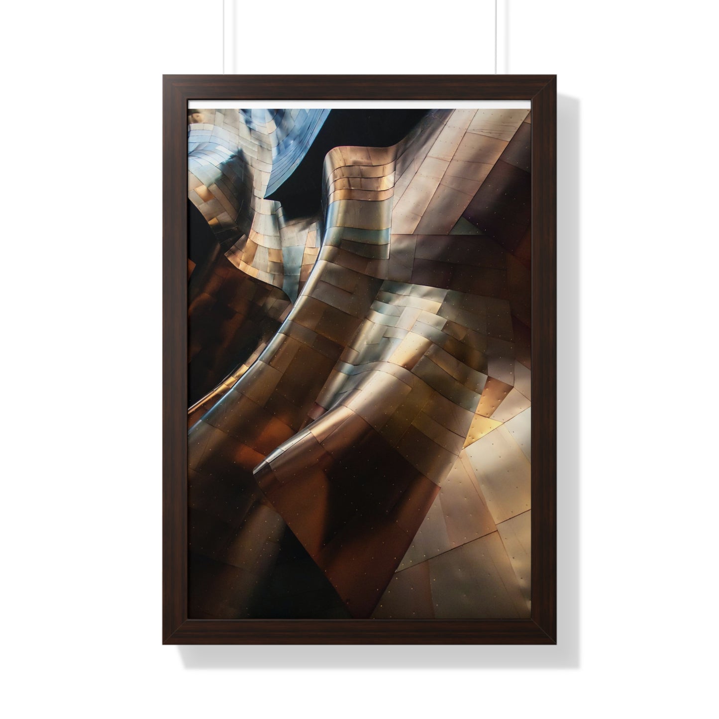 Modern Brown & Gold Multi Colored Abstract Art Framed Vertical Poster