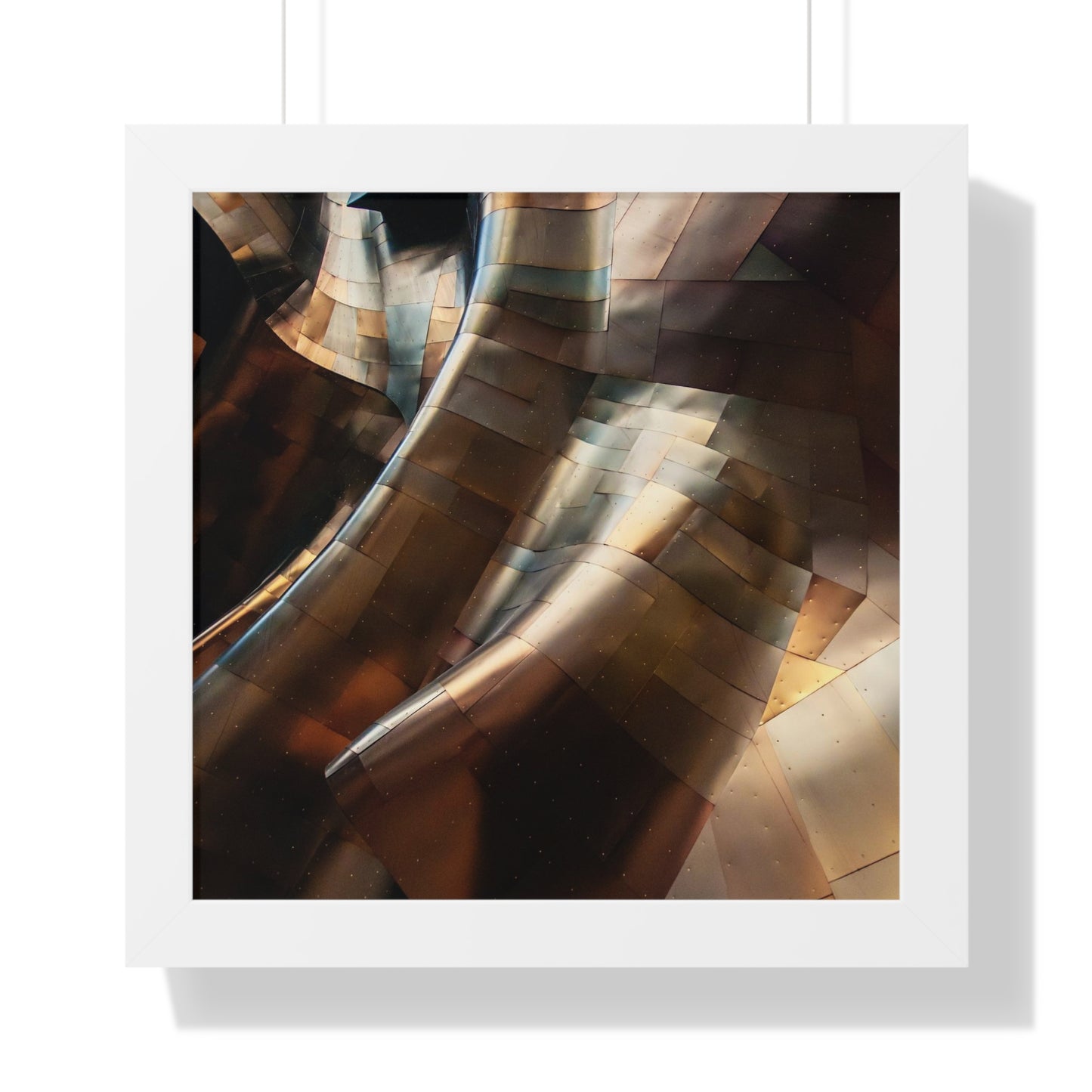 Modern Brown & Gold Multi Colored Abstract Art Framed Vertical Poster