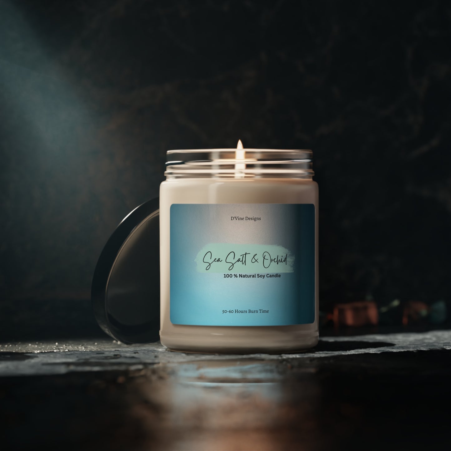 Sea Salt Orchid Scented Soy Candle, 9oz Relaxation Candle for Her | Gift Candle | Modern Candle | Self-care 100% Soy Wax Candles