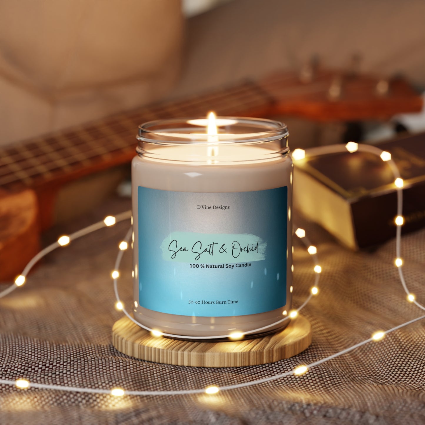 Sea Salt Orchid Scented Soy Candle, 9oz Relaxation Candle for Her | Gift Candle | Modern Candle | Self-care 100% Soy Wax Candles