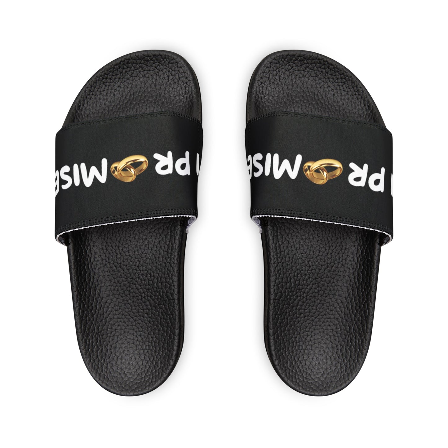 I Promise Marriage Vow, PU Slide Sandals, Lion of Judah Black, Mens Slides, Gift, Beach Inspiration