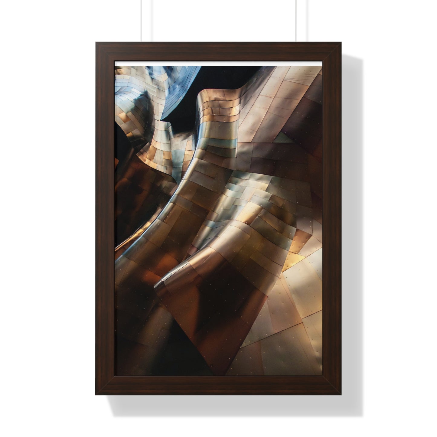 Modern Brown & Gold Multi Colored Abstract Art Framed Vertical Poster