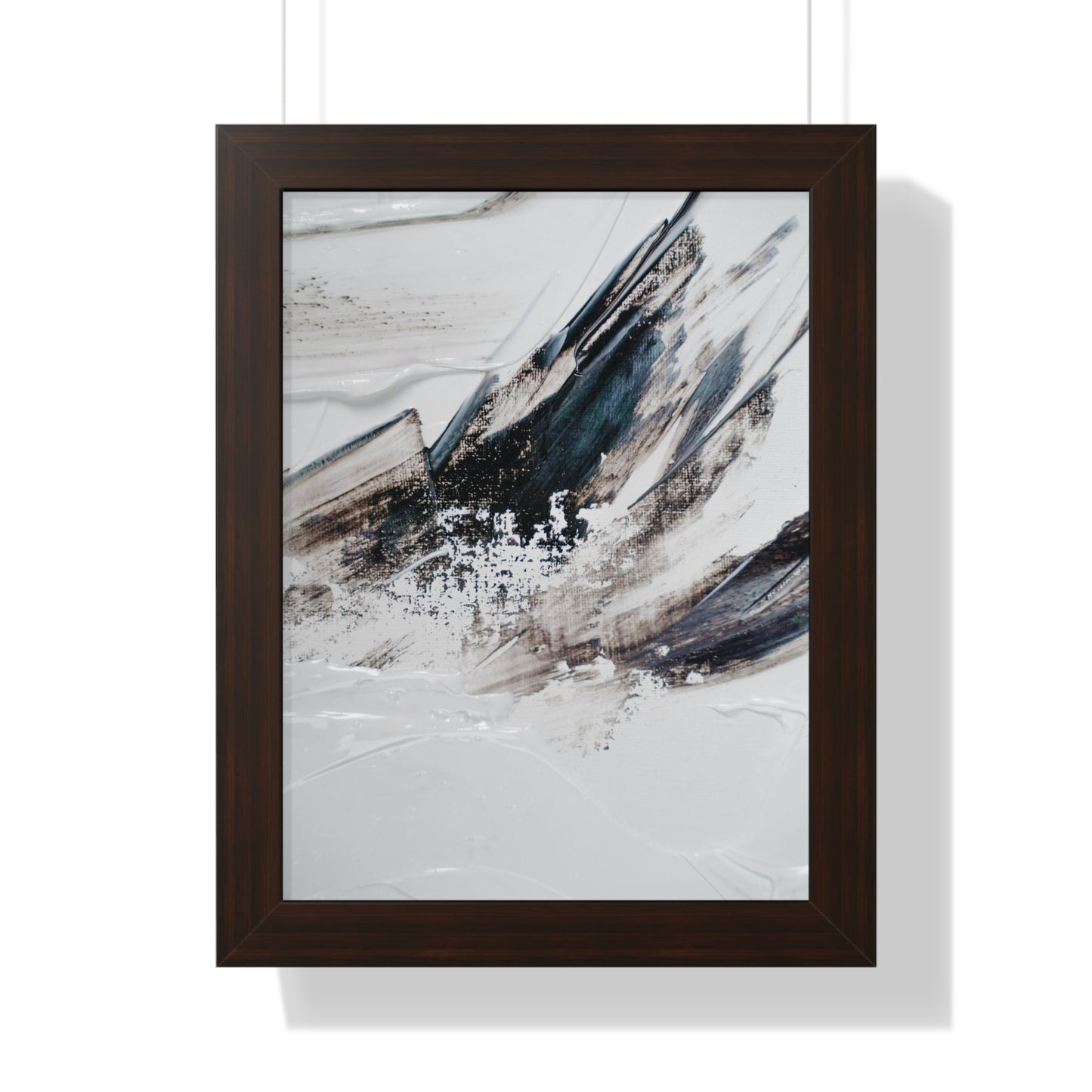 Artic blue, brown & white Abstract Art Framed Vertical Poster