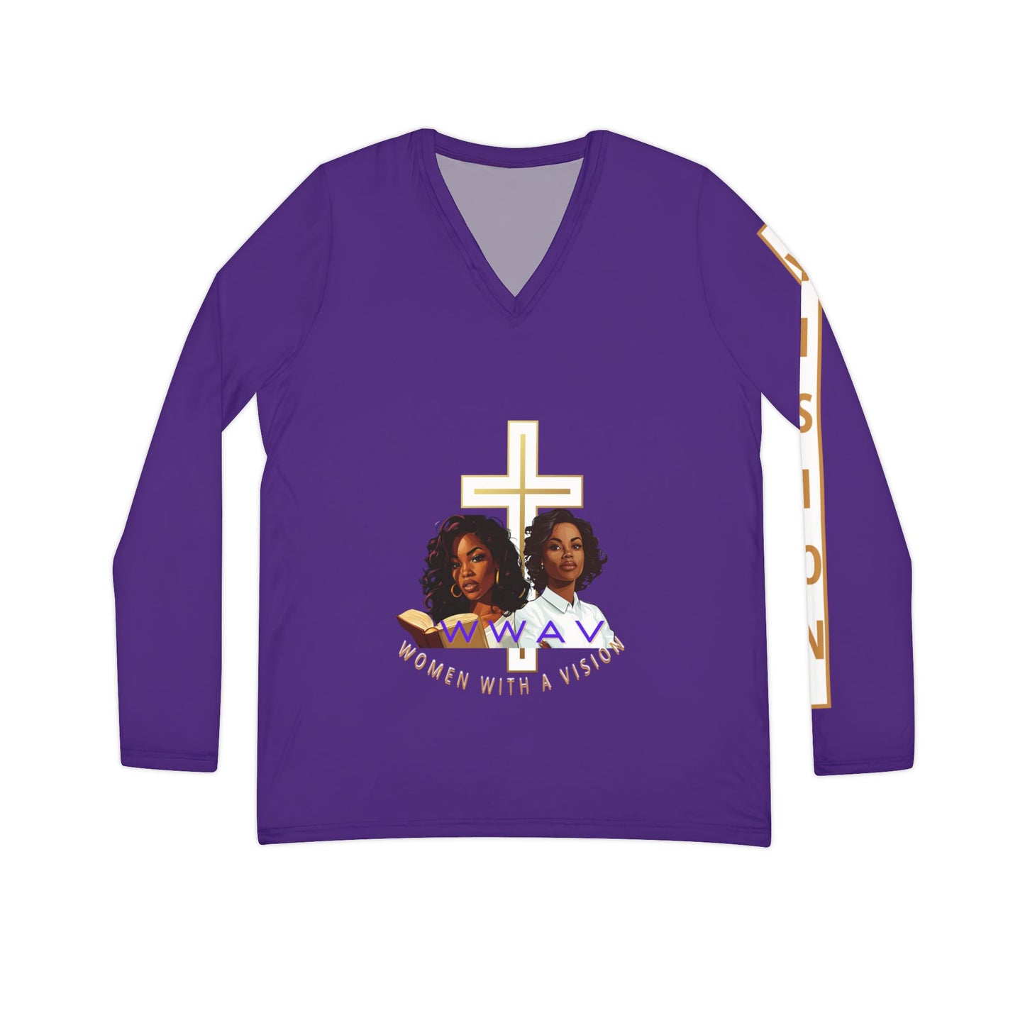 Vision V-Neck Long Sleeve Shirt for Women - 'Women with a Vision'