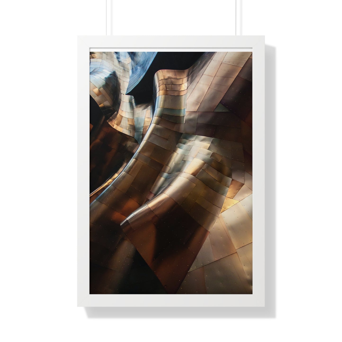 Modern Brown & Gold Multi Colored Abstract Art Framed Vertical Poster