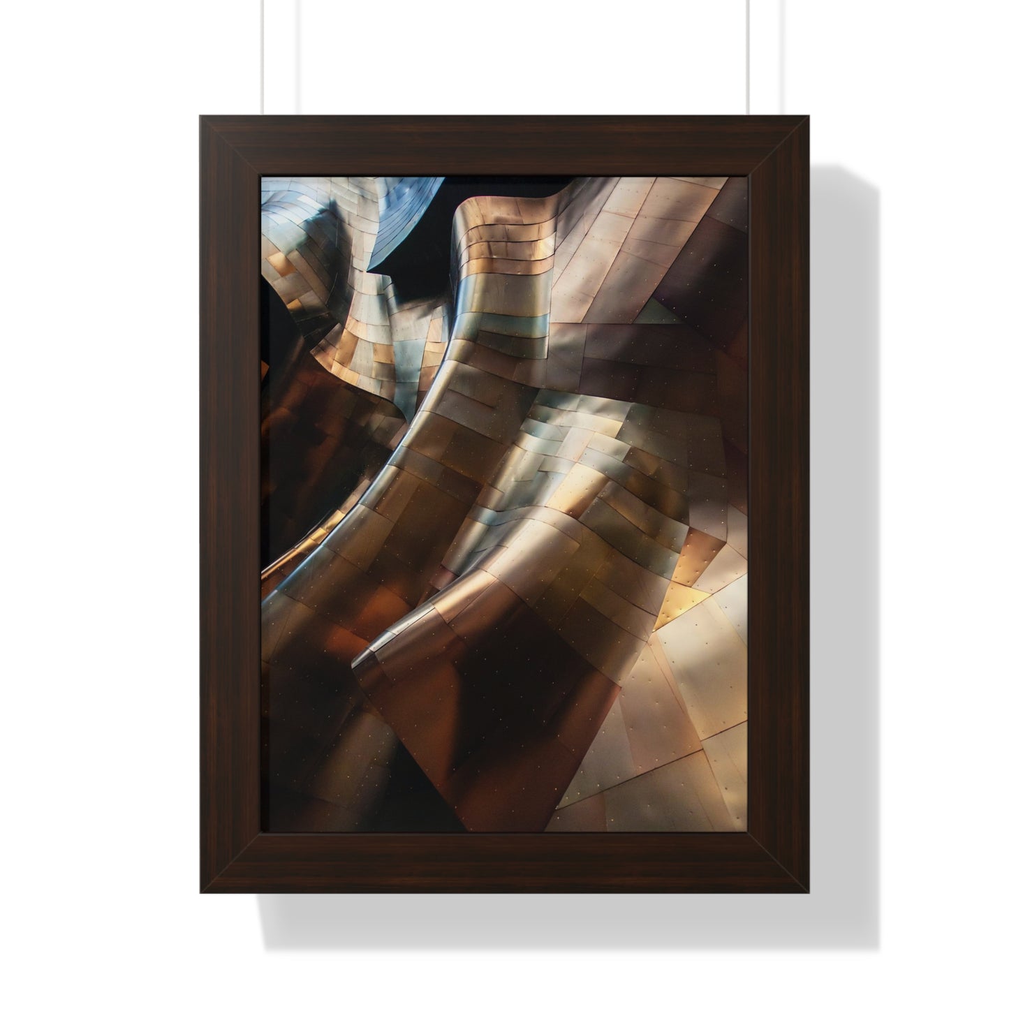 Modern Brown & Gold Multi Colored Abstract Art Framed Vertical Poster