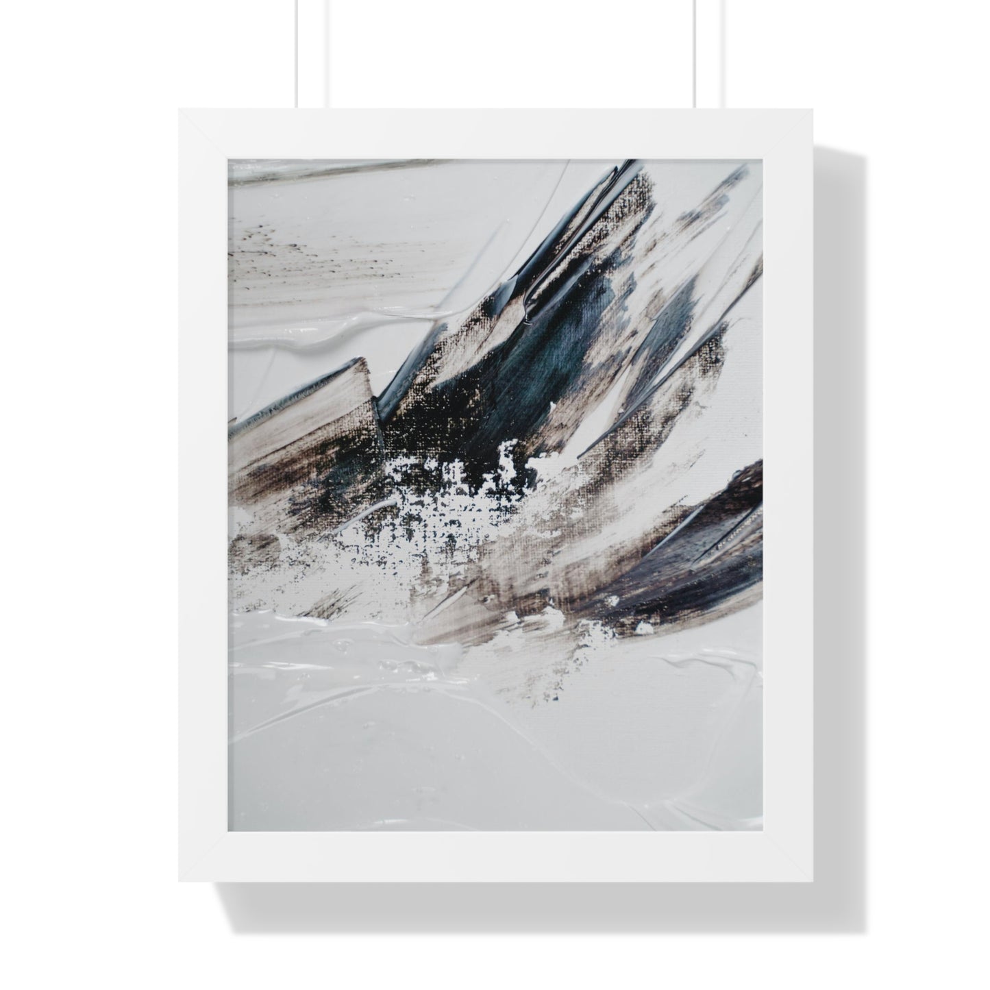 Artic blue, brown & white Abstract Art Framed Vertical Poster