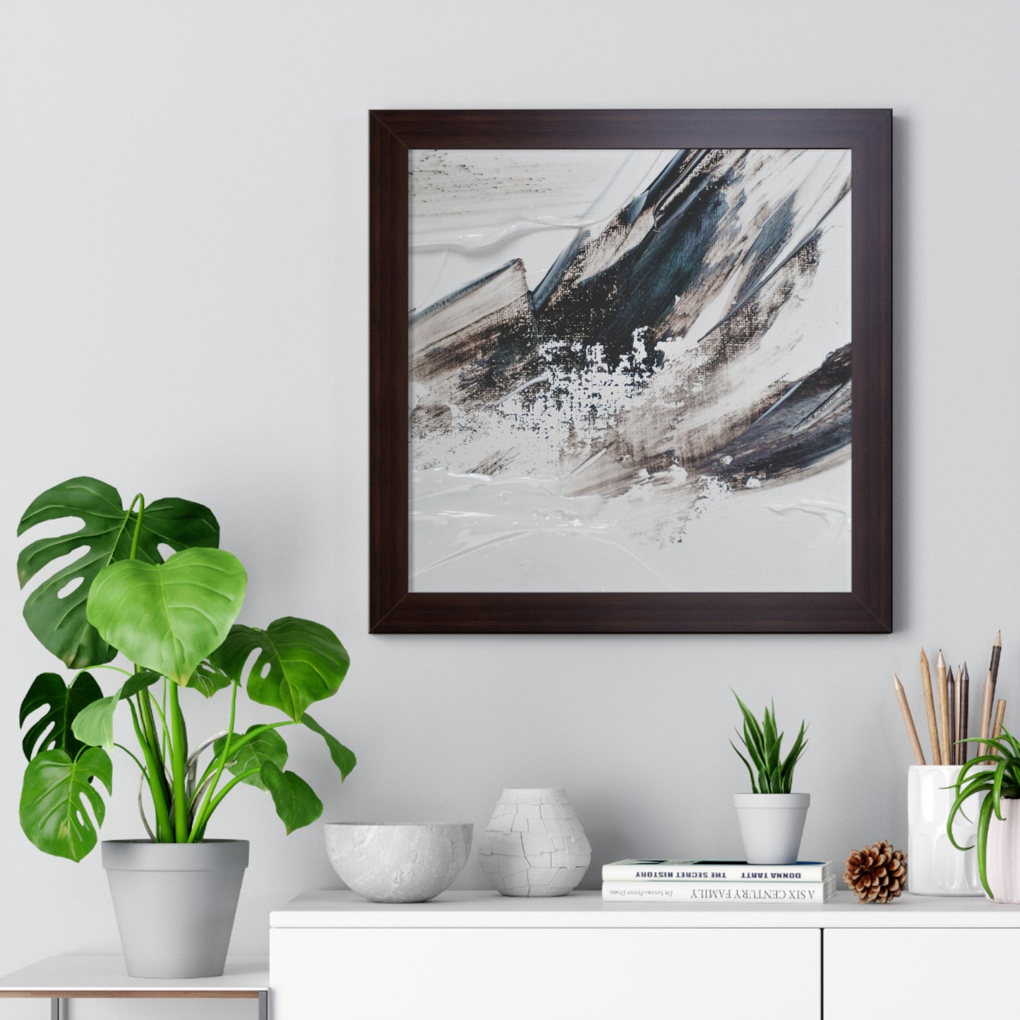 Artic blue, brown & white Abstract Art Framed Vertical Poster