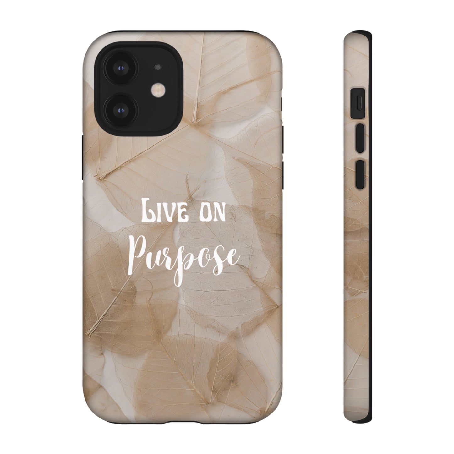 Beige Flowers Live Life On Purpose,, Samsung Galaxy, iPhone 15, 14, 13 pro max case, iPhone Tough Phone Case, Popular Phone Cover, Everyday Phone Cases, Tough Case