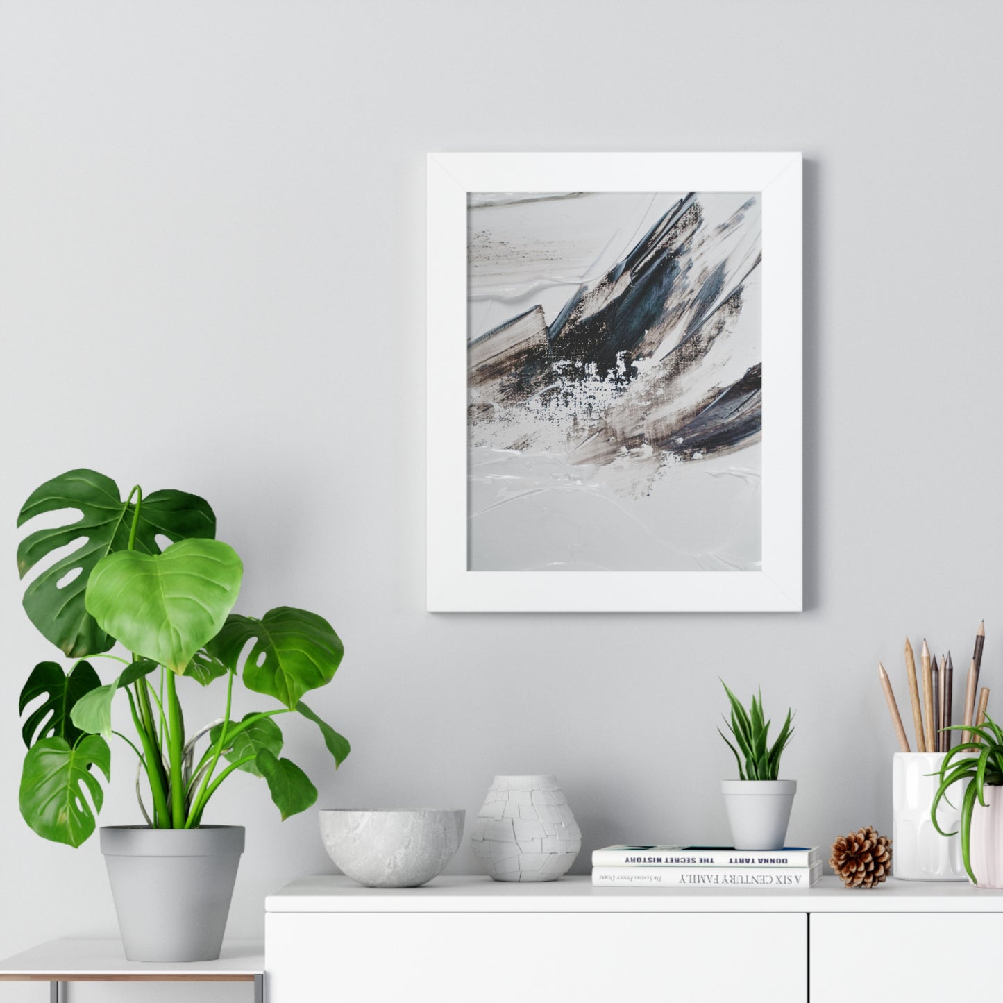 Artic blue, brown & white Abstract Art Framed Vertical Poster