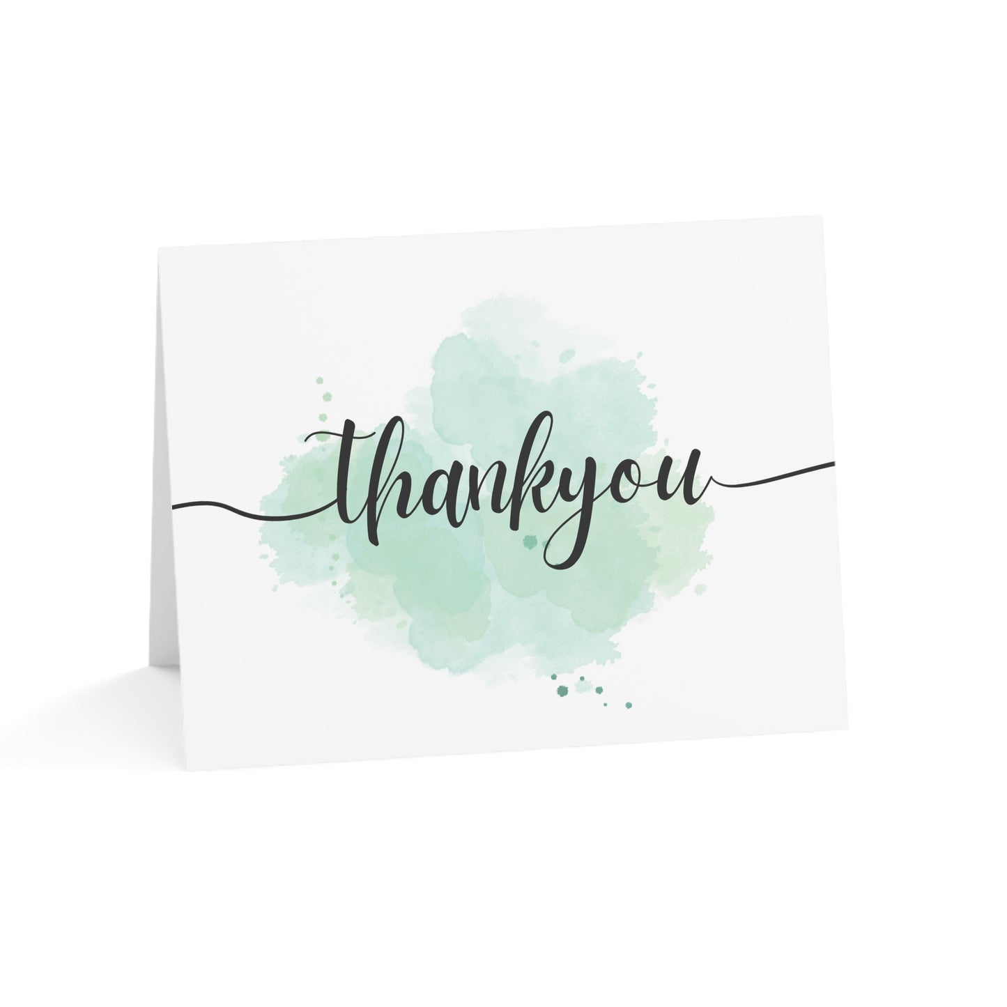 Blue Water Color Thank You Greeting Cards (1, 10, 30 pcs)