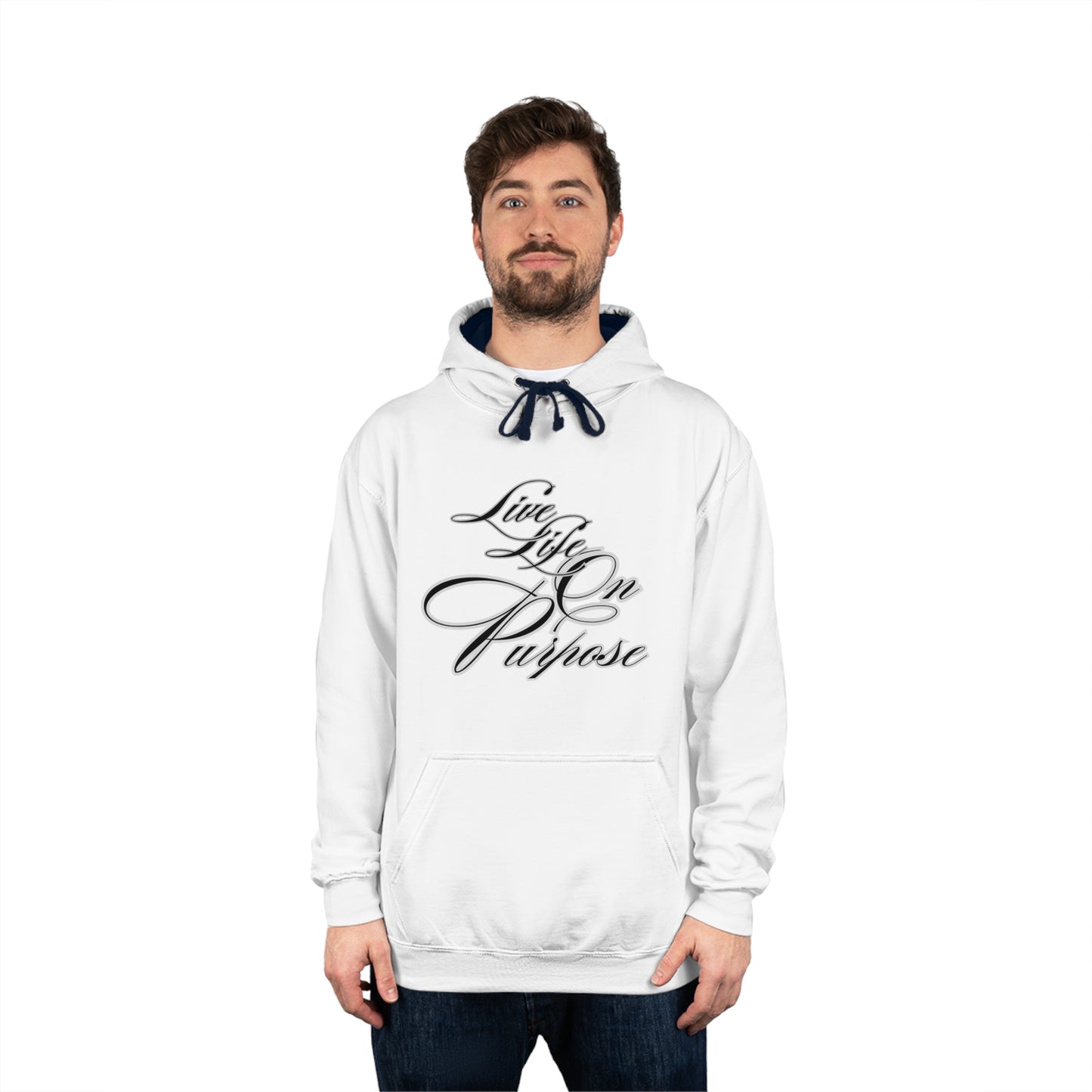 Live Life On Purpose Unisex Varsity Hoodie, Scripture, Gift, Inspirational, Church, Special Occasion, Workout Wear, Fitness