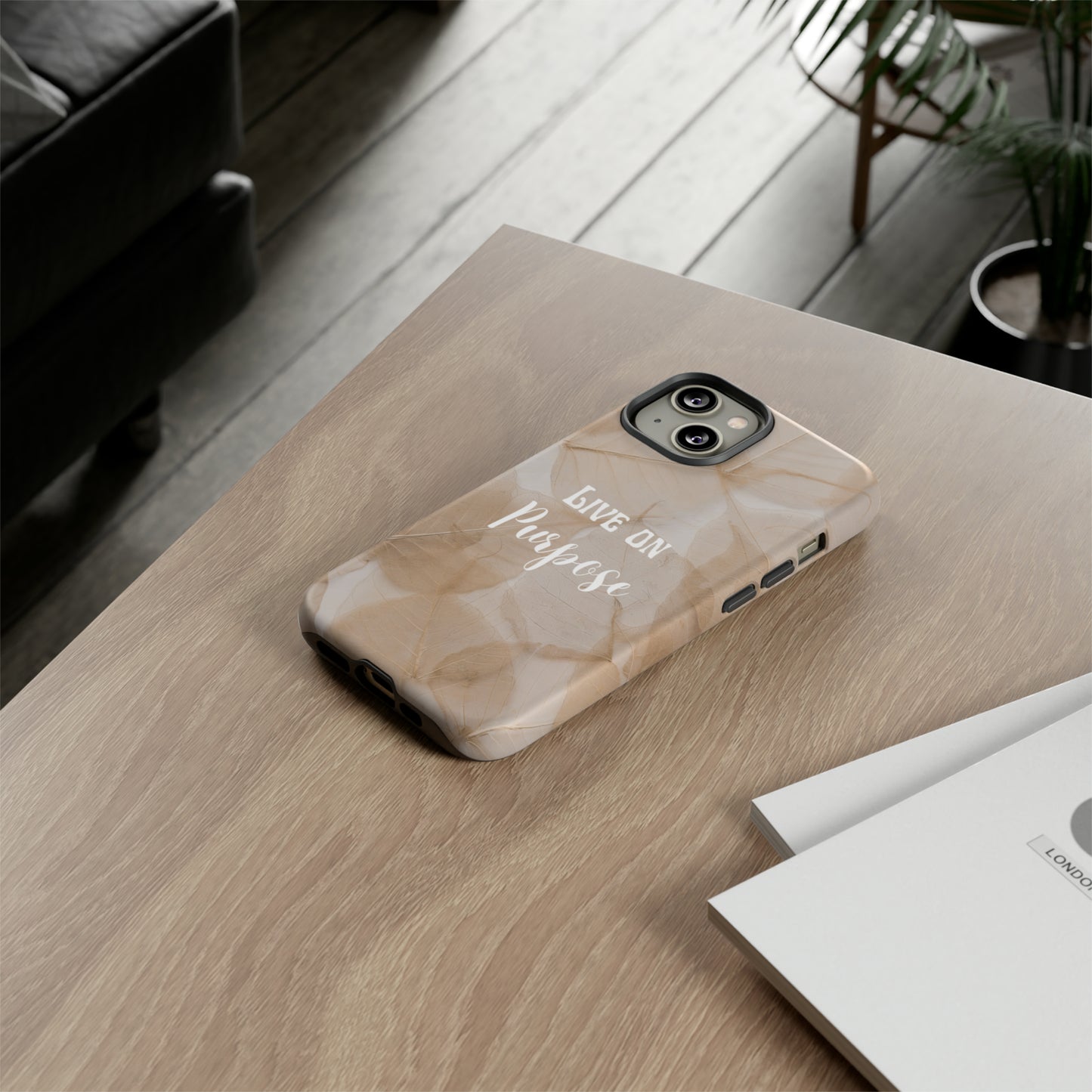 Beige Flowers Live Life On Purpose,, Samsung Galaxy, iPhone 15, 14, 13 pro max case, iPhone Tough Phone Case, Popular Phone Cover, Everyday Phone Cases, Tough Case