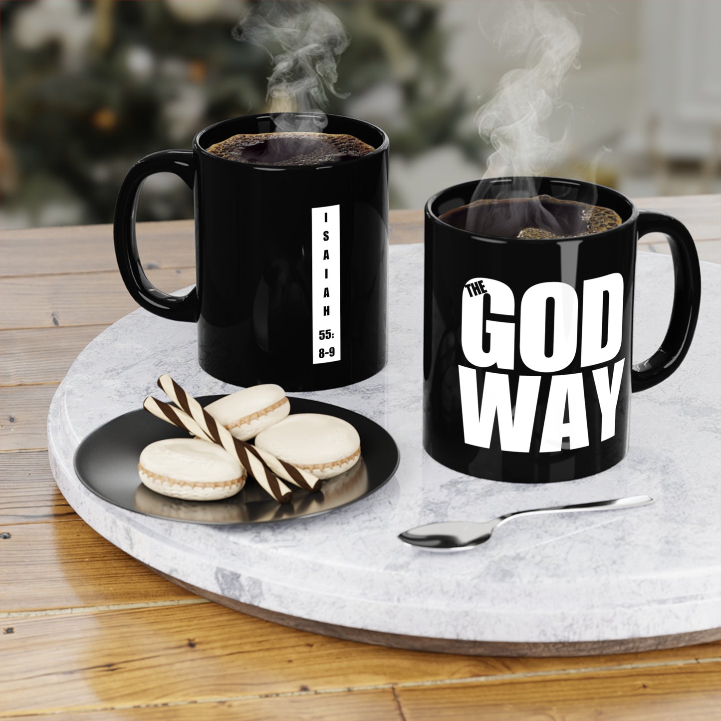 THE GOD WAY Black Mug, 11oz, Isaiah 55:8-9 , Bible Verse, Inspiration, Gift, Coffee Mug, Christian Mug, Special Occassion Mug, graduation