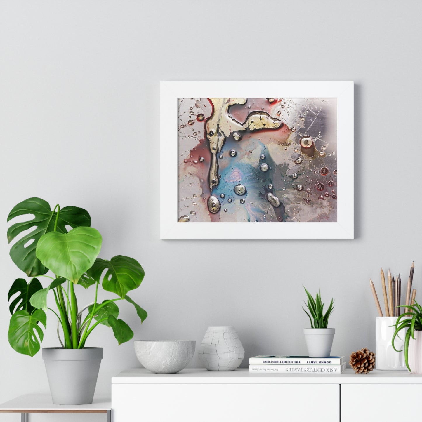 Multi-Colored Waterdrops Abstract Art, Framed Horizontal Poster