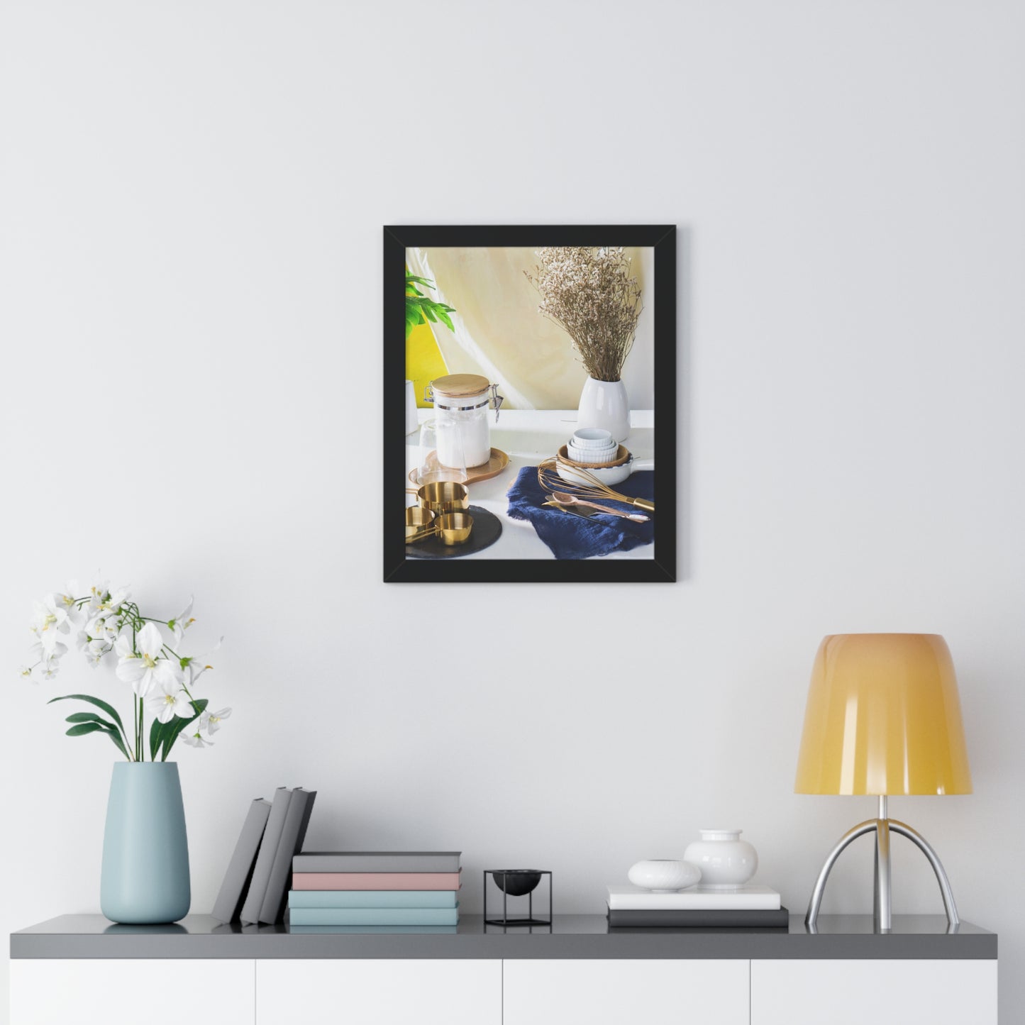 Modern Kitchen Setting Framed Vertical Poster
